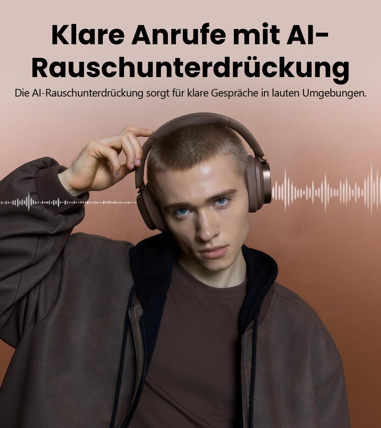 Edifier ES850NB Kabellose Over-Ear-Kopfhörer mit Geräuschunterdrückung, Hi-Res Audio Wireless, LDAC, 92h Spielzeit, Bluetooth 5.4 & Multipoint, KI-Anrufgeräuschreduzierung, Faltbar – Braun