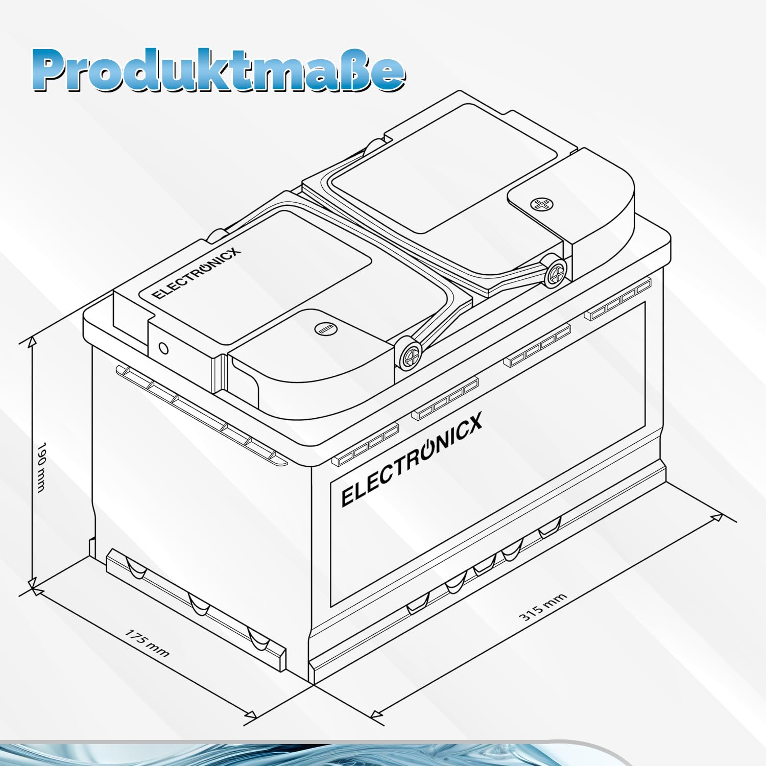 Electronicx GEL Versorgungsbatterie 12V 110Ah – 110 AH Deep Cycle Gel-Batterie für Wohnmobil, Van, Boot & Solaranlage. Maße: 315×175×190mm, gefüllt & geladen, wartungsfrei, rechts Pluspol