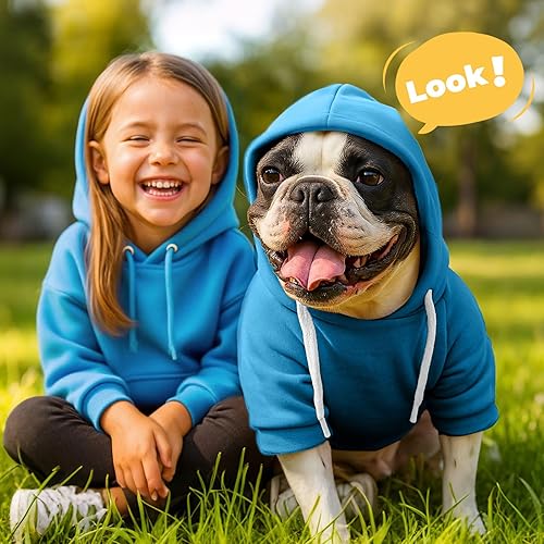 Miniatura 7 de PETCARE Suéter con capucha para perros pequeños, sudaderas con capucha azul para mascotas, sudaderas de forro polar suave con bolsillo, suéteres