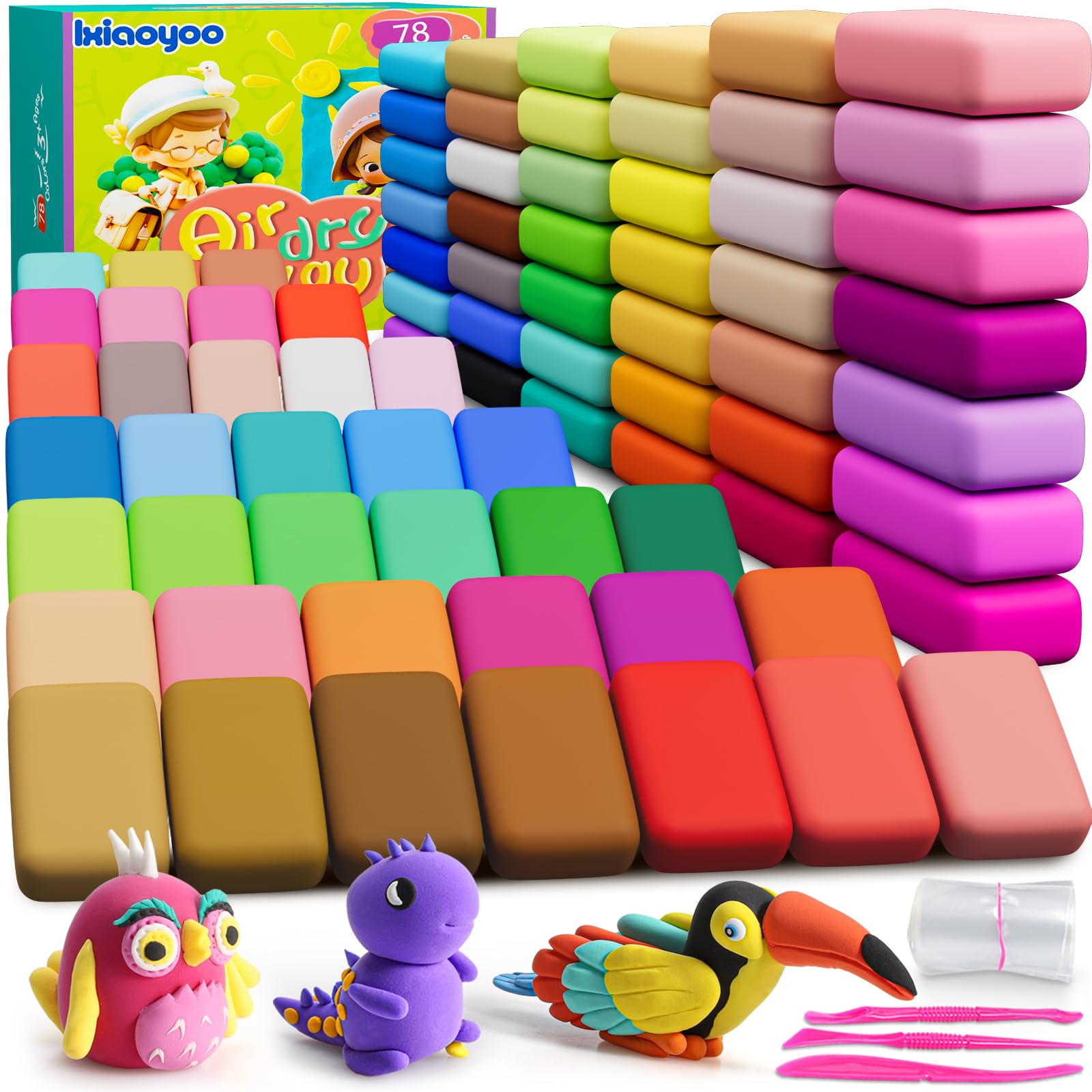 Amazon.com: Ixiaoyoo Air Dry Clay for Kids, 78 Colors