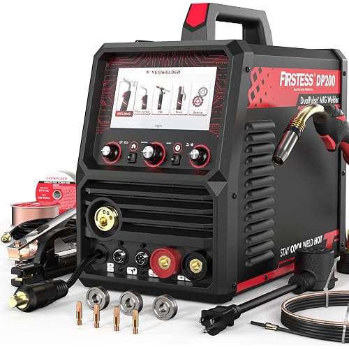 YESWELDER Firstess DP200 Welder, 120V/240V Pulsed Tech Multiprocess Machine | MIG,Pulsed MIG,Dual Pulsed MIG,Spot Welding,Flux Core,Spool Gun MIG,Lift TIG,Stick,LCD screen,automotive repair,DIY jobs