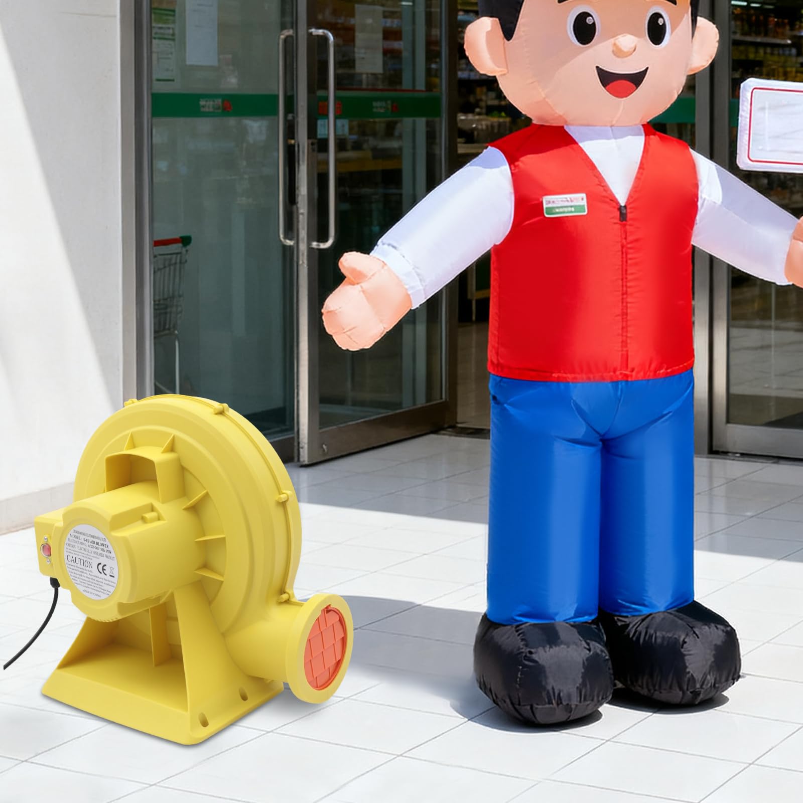 Dmuchawa 950 W – dmuchawa 220 V, ciśnienie 2200 Pa, przepływ powietrza 680 m³/h, kabel ok. 2 m (ok. 2 m) – nadaje się do pontonów, łazienek, zamków powietrznych i zjeżdżalni wodnych – żółta