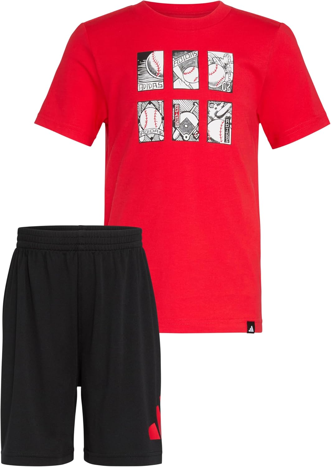 adidas boys Short Sleeve Cotton Tee Shirt and Logo Short Set