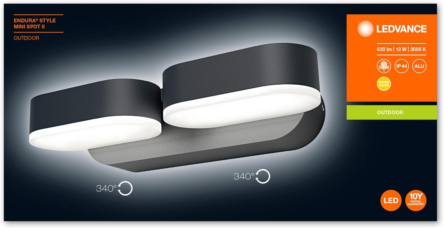 Wall and ceiling luminaire LED: for wall ENDURA© STYLE MINI SPOT / 13 W, 220…240 V, Warm White, 3000 K - Image 4
