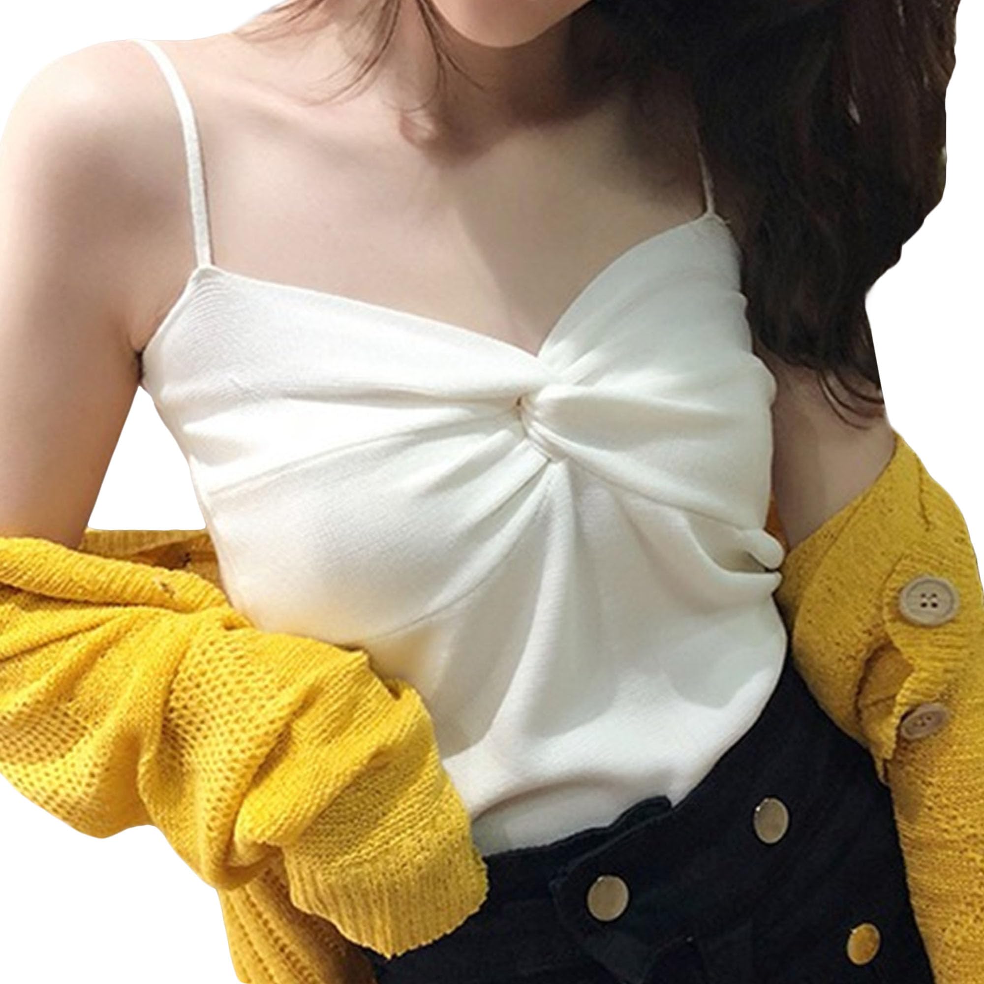 Camiseta con cuello en V para mujer, con cuello en V, con tirantes y tirantes ajustables y sin mangas