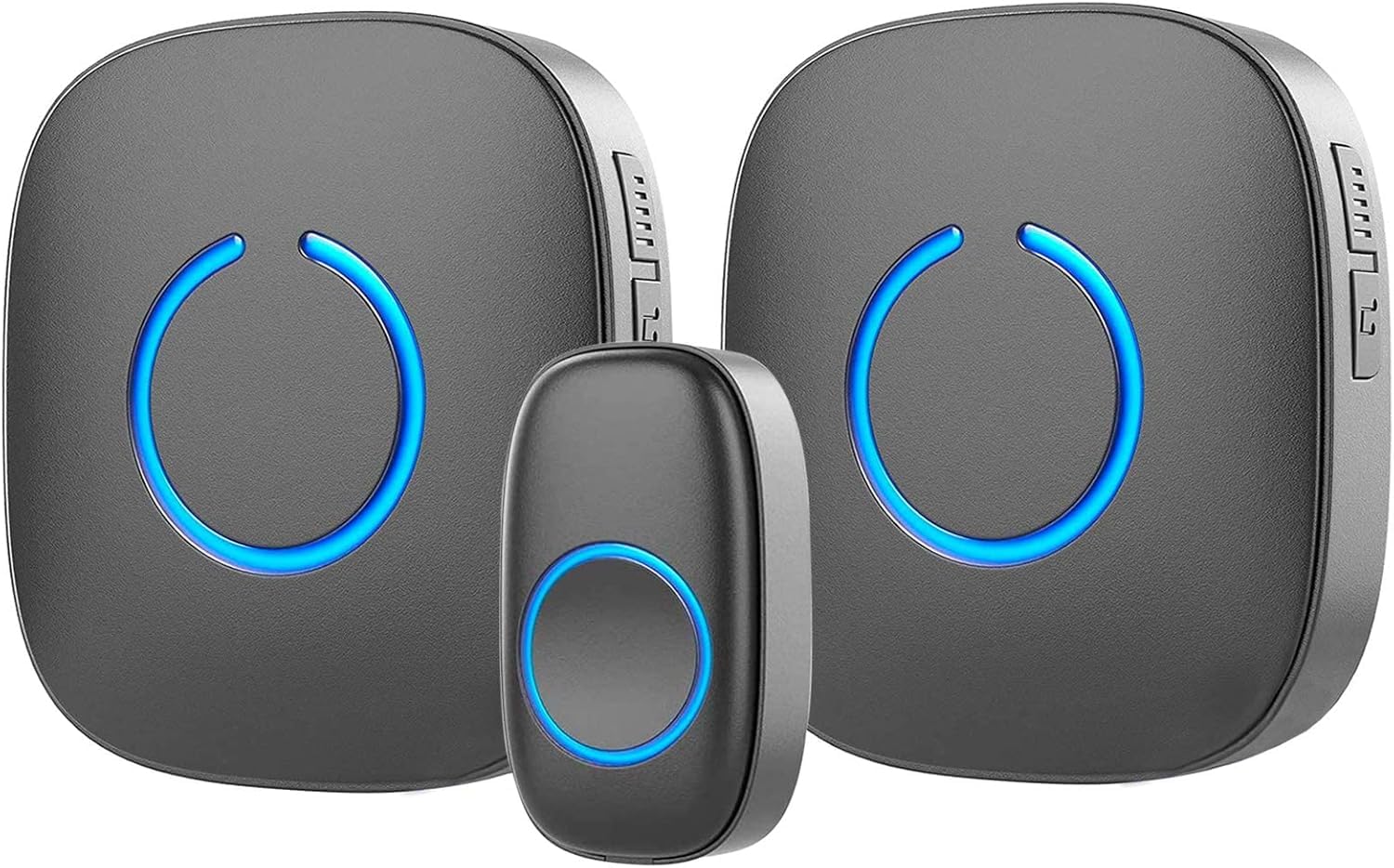 Wireless Doorbell for Home - 1 Push-Button Ringer & 2 Chime Receivers, Battery Operated, 1000 Feet, Cordless Waterproof Door Bells w/LED Flash, Matte Black
