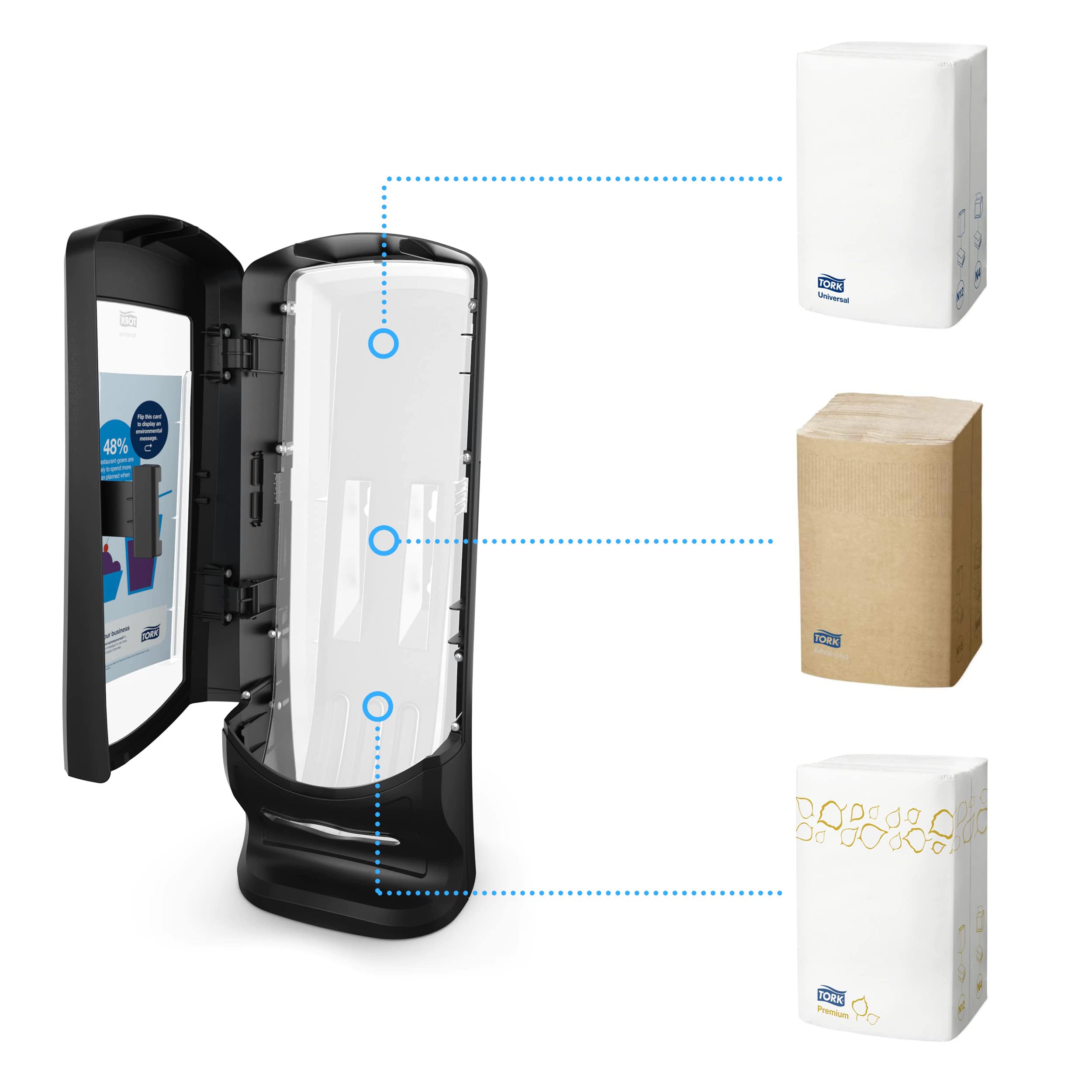 Tork Xpressnap 272211 Dispensador de servilletas vertical / Ideal para restaurantes / Sistema N4 / Negro