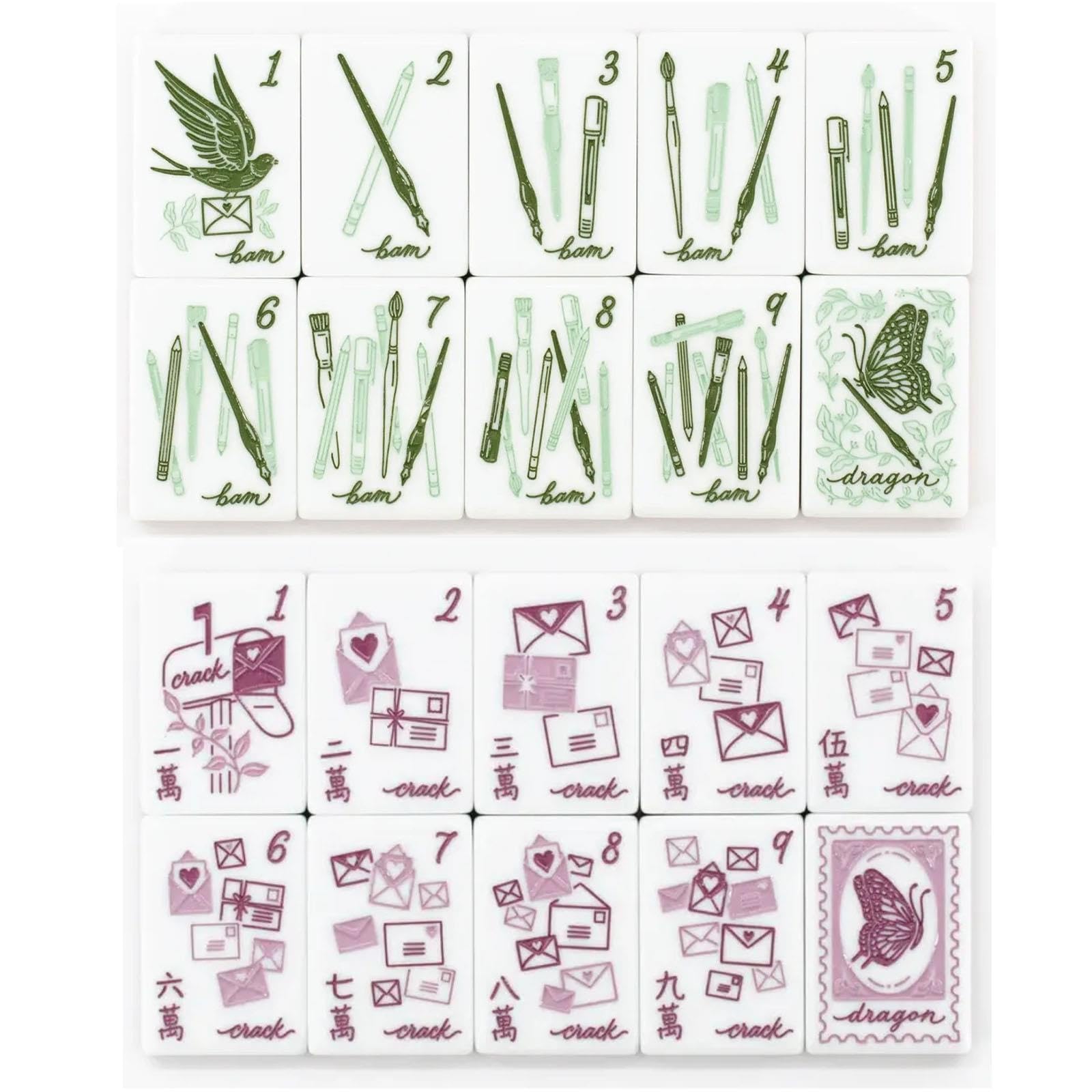 Conjunto de Mahjong Americano Floral Vintage, Azulejos de Arte en Acuarela