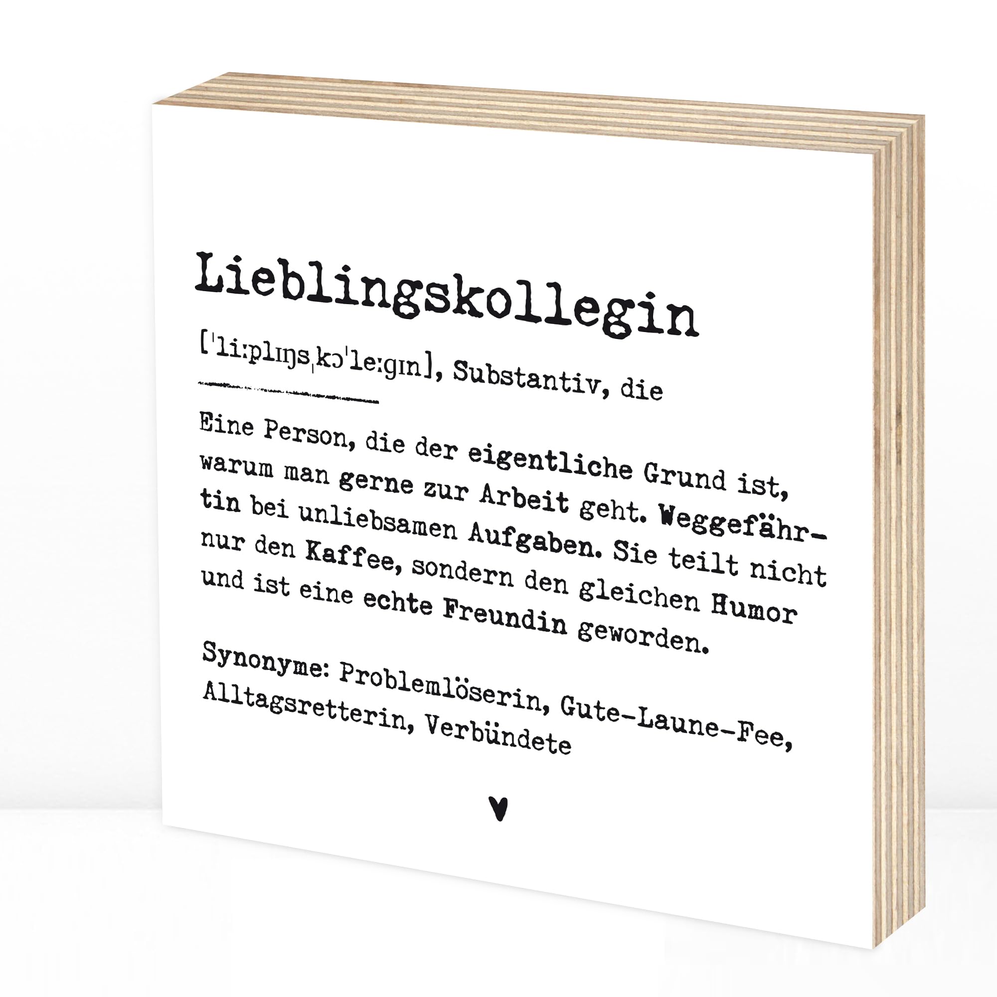 Wunderpixel® Holzbild Definition Lieblingskollegin - 15x15x2cm zum Hinstellen/Aufhängen, Fotodruck mit Spruch auf Holz - schwarz-weißes Wand-Bild Aufsteller Zuhause Büro zur Dekoration Geschenk-Idee