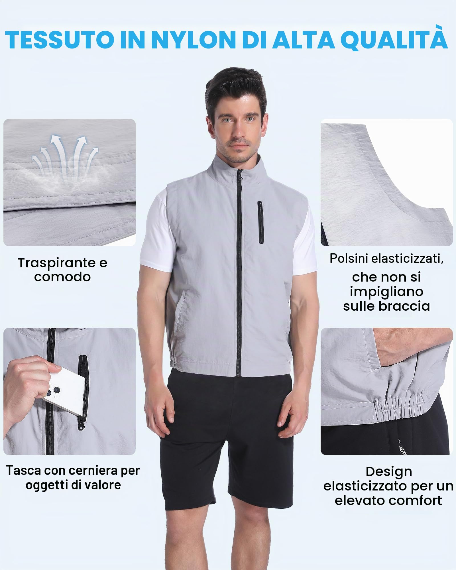 FERNIDA Giubbotto refrigerante, gilet da ghiaccio Cooling con 24 sacchetti per ghiaccio per l'estate all'aria aperta, tempo caldo, caccia, lavoro, diserbo, uomini e donne in nylon senza maniche