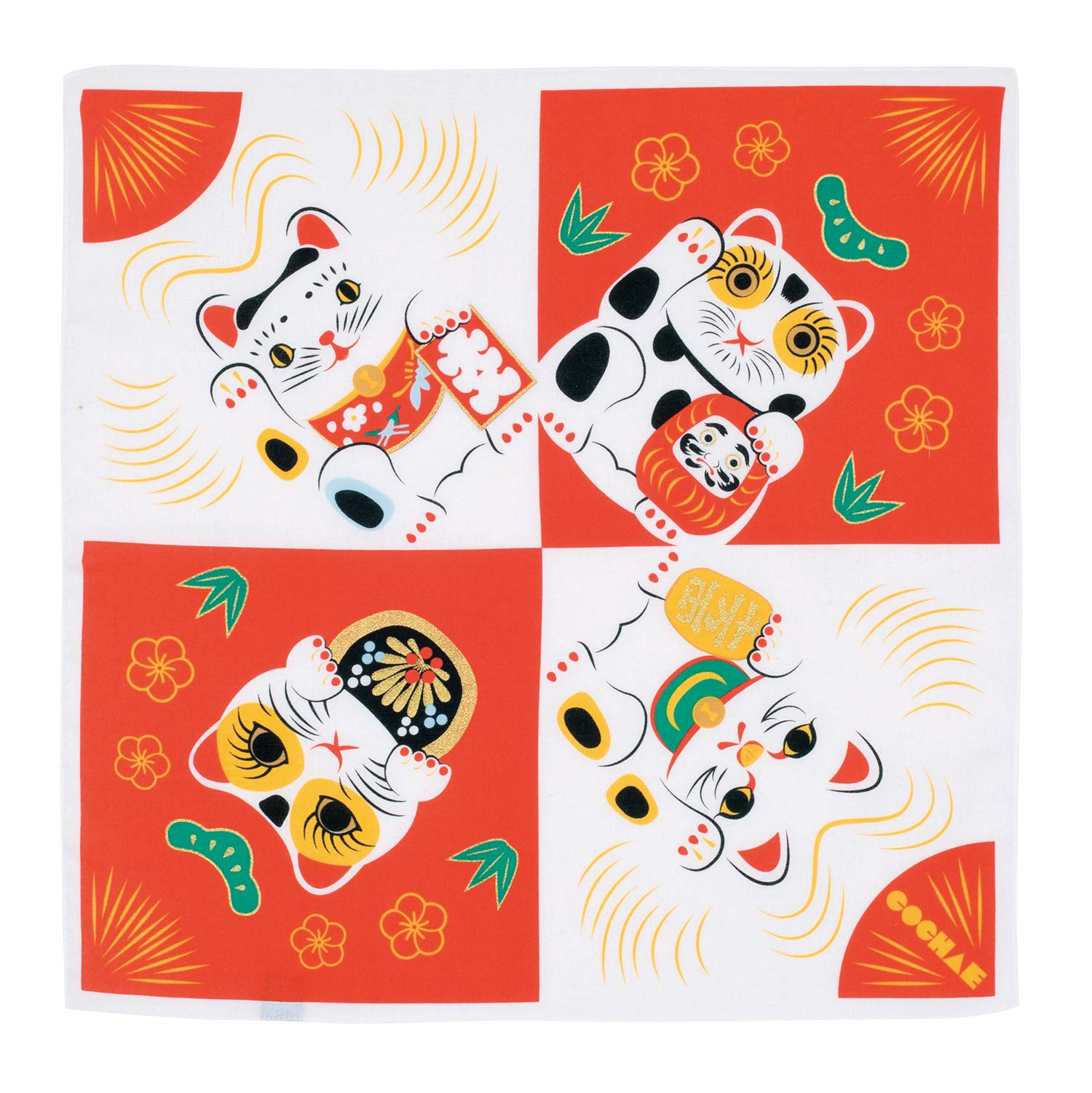 Yamada Furoshiki Manekineko Tissu japonais Motif chat