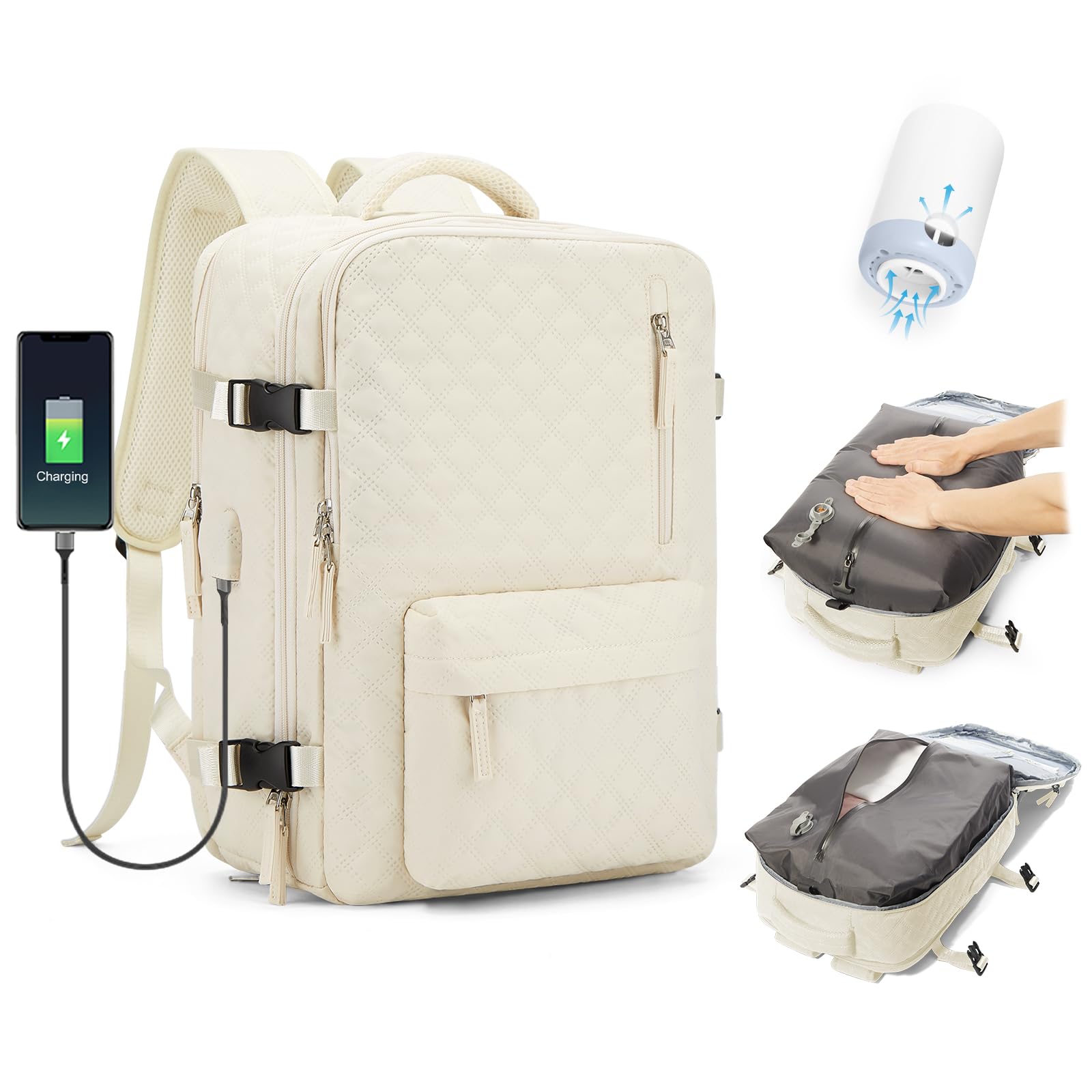 SZLX Zaino Ryanair 40x30x20 Sottovuoto Bagaglio a Mano 40x20x25 Donna Zaino da Viaggio 40x30x20 Wizzair Borse da Cabina per Easyjet 45x36x20 Uomo per Laptop 14 Pollici con Porta USB e Porta Scarpe