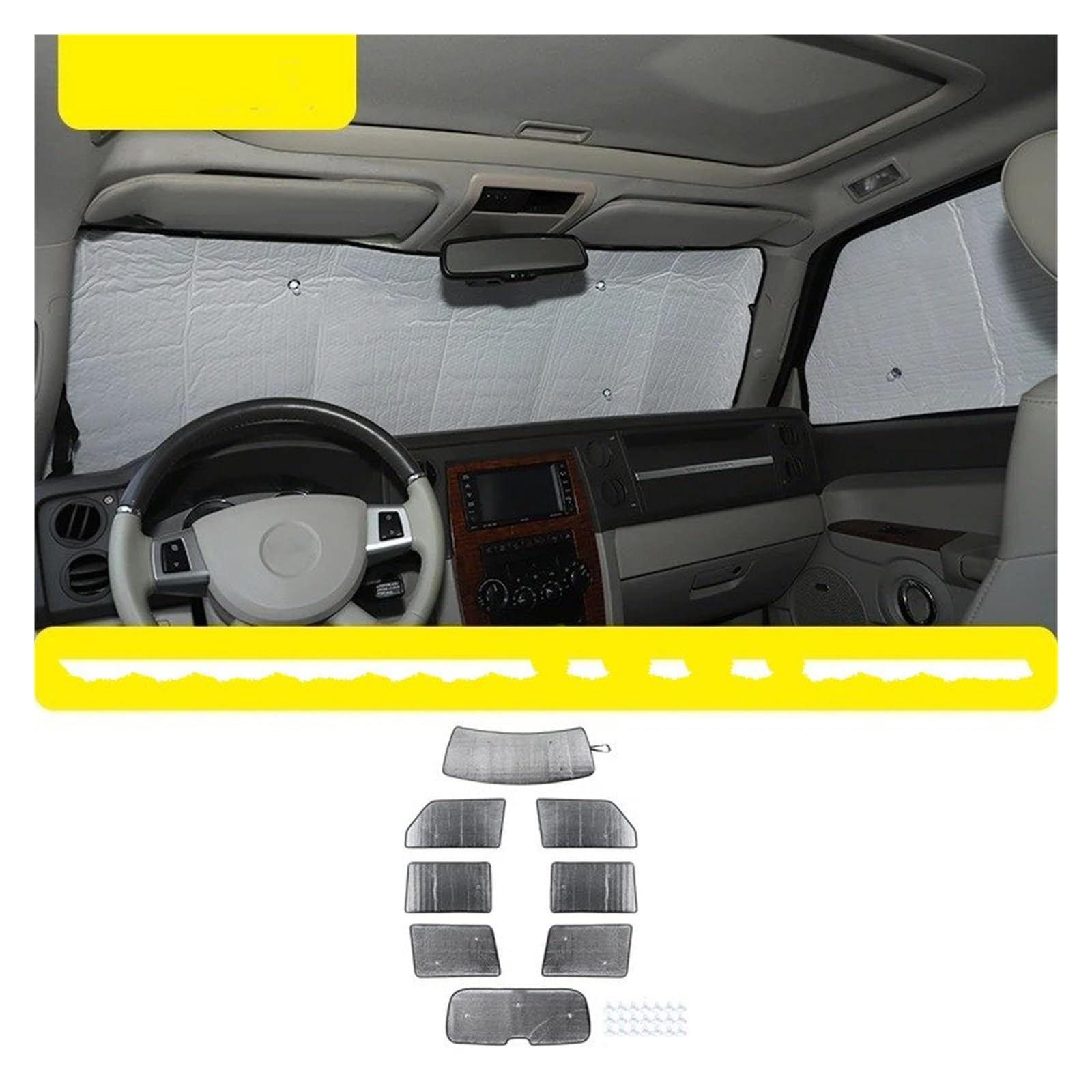 Parasol Delantero Coche Parasol Ventana Parabrisas Delantero Trasero Coche Cubierta Protectora Visera Sol para Jeep para Grand para Commander 2006 2007-2010