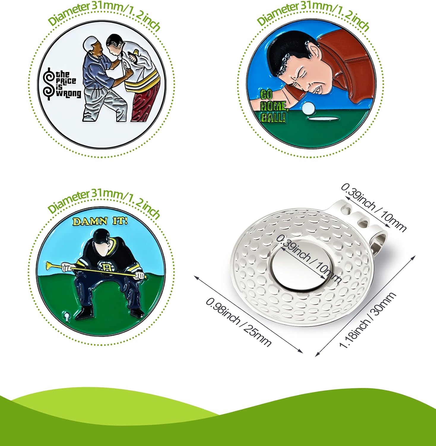 Ugotit Golf Ball Marker with Magnetic Hat Clip, Magnetic Golf Ball Marker for Putting, Removable Golf Ball Marker Hat Clip Accessory Funny Gifts, for Happy Gilmore, for Tiger Woods - Image 4