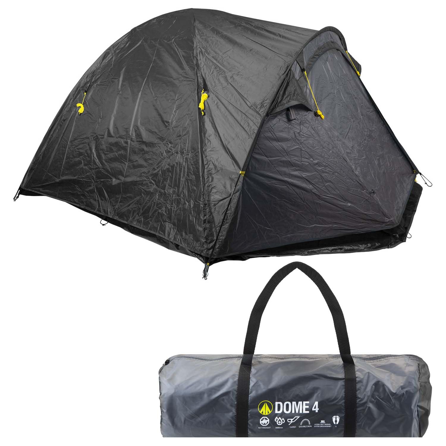VFM e-Store - Pop Up 4 Person Dome Tent - Camping Tent With Double Skin, Taped Seams & Built-In Groundsheet - Perfect for Camping 4 People - Waterproof - Slate Grey