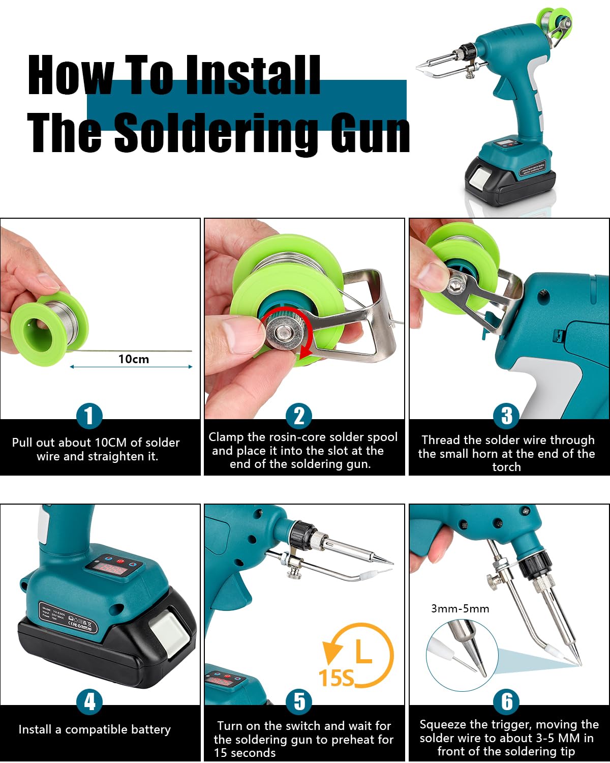 Fer à Souder Sans Fil 60W Compatible Batteries Makita 18V - Chauffage Rapide 480°C - Avec Pointes