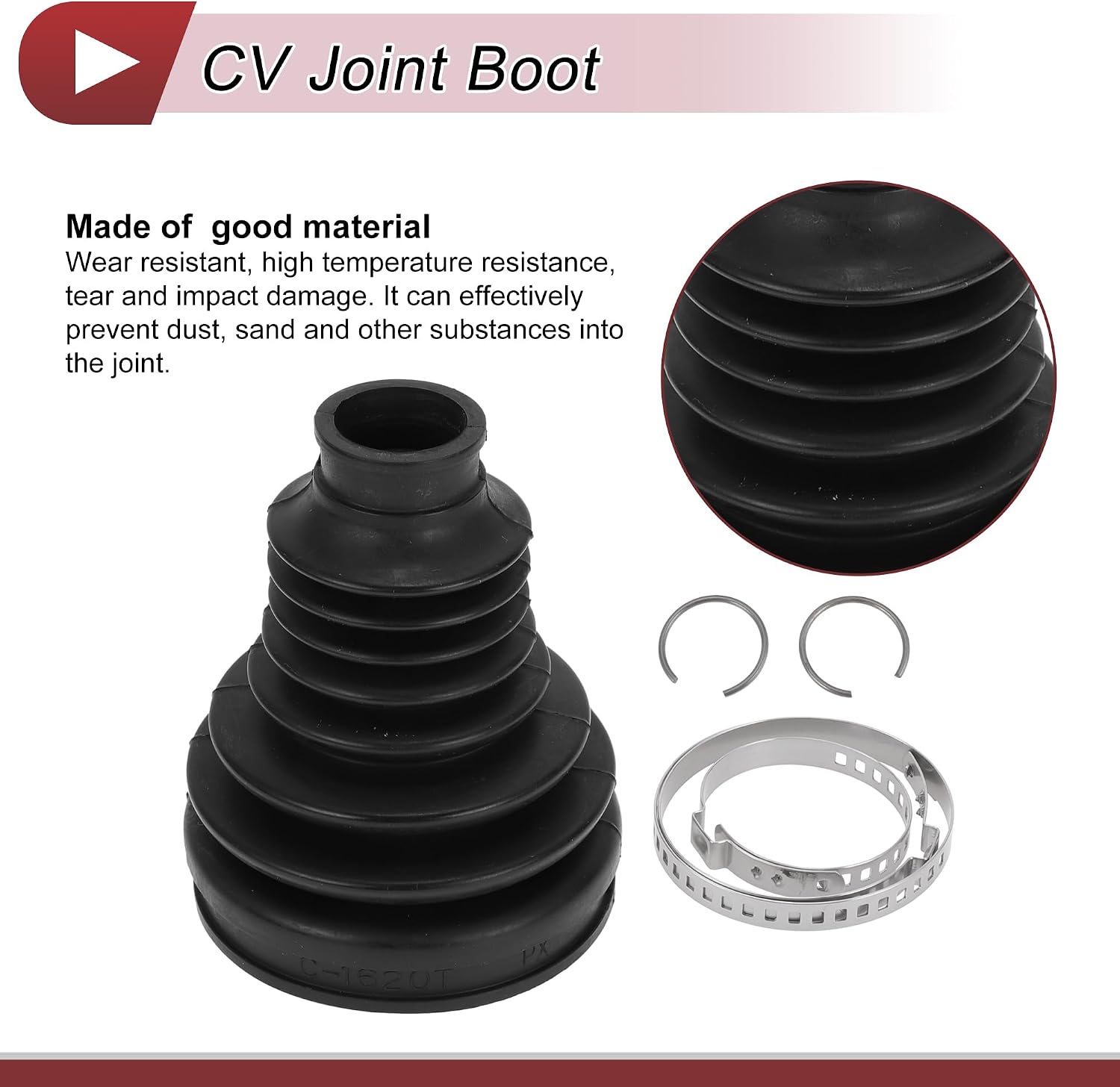 1 Set CV Joint Boot Kit for BMW 320i 2013-2018 for BMW 328i 2007-2016 Inner Constant Velocity Joint Boot W/Clamps No.31607570270 Black Rubber