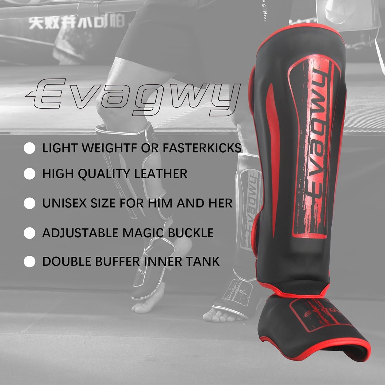 MMA Martial Arts Shin Guards–Padded, Adjustable Muay Thai Leg Guards with Instep Protection for Kickboxing/MMA Training and Sparring–Durable Professional MMA Equipment