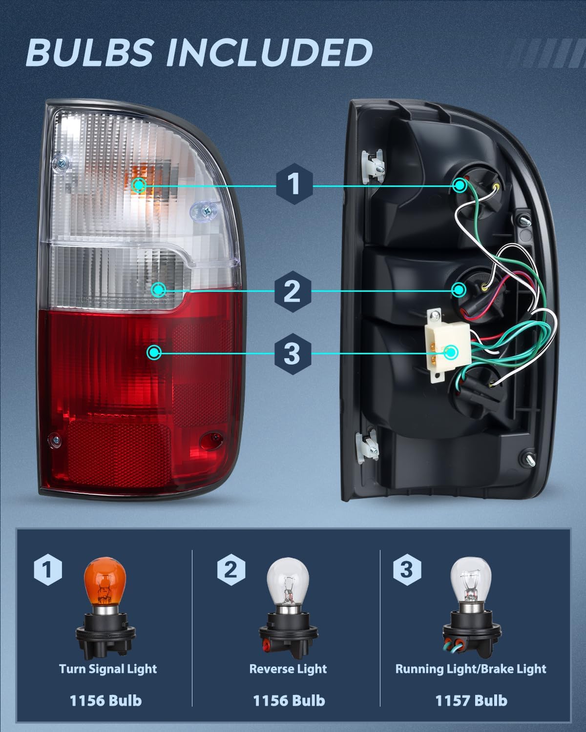 Nilight Taillight Assembly Compatible with 1995 1996 1997 1998 1999 2000 Toyota Tacoma Rear Tail Light Lamp Replacement OE Style Passenger Side