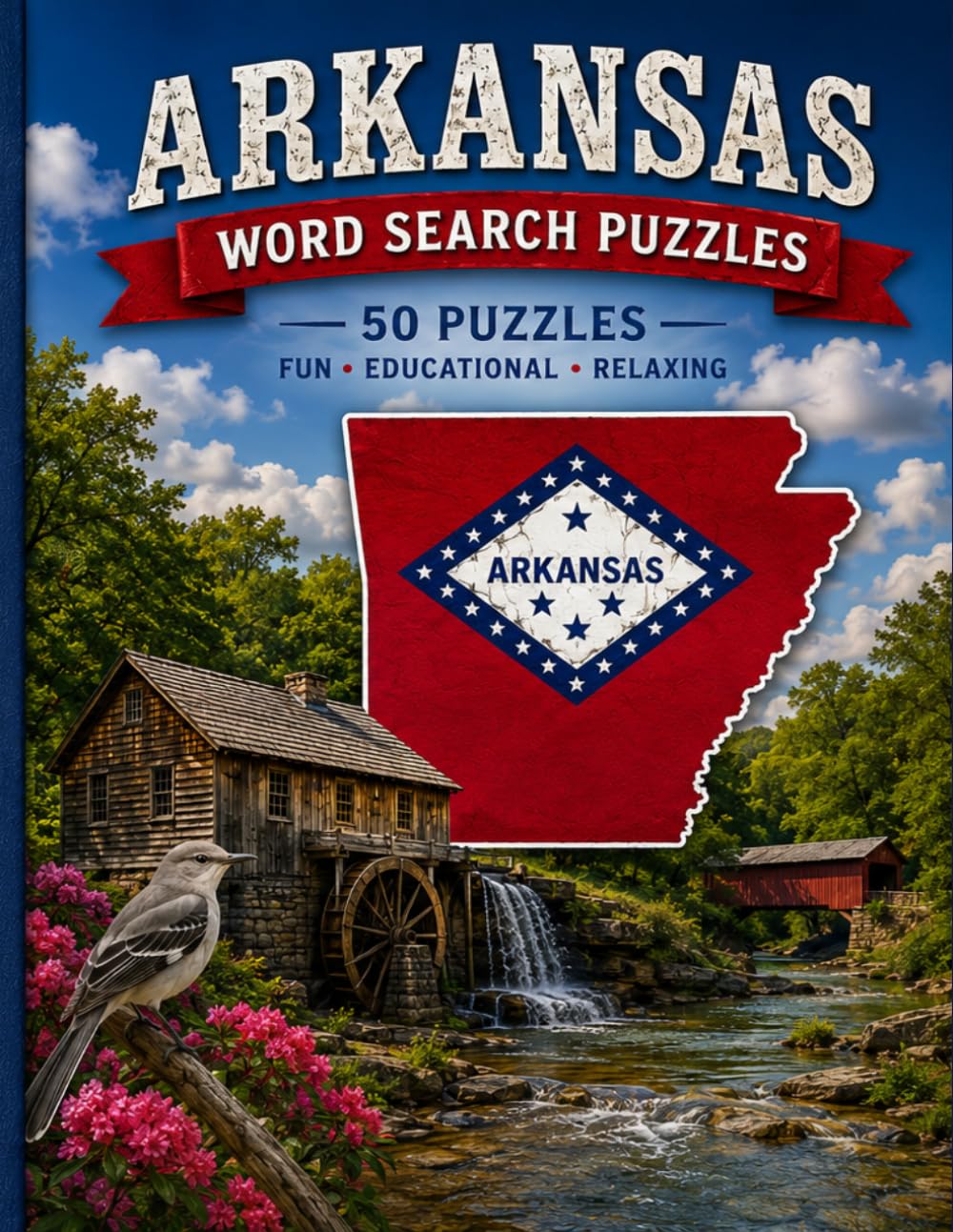 Arkansas Word Search Large Print: 50 Word Search Puzzles Featuring Arkansas's Ozarks, Rivers, State Parks, Wildlife, Historic Towns, Landmarks and More (USA States Word Search Series)