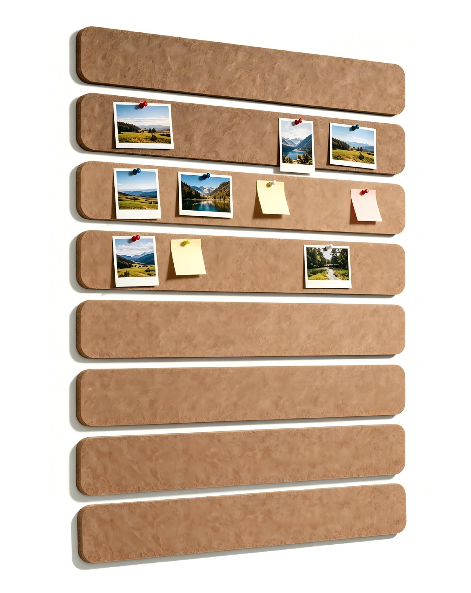 VLUNT 8-Pack Cork Board Alternative Felt Strip Board 33x5cm Brown