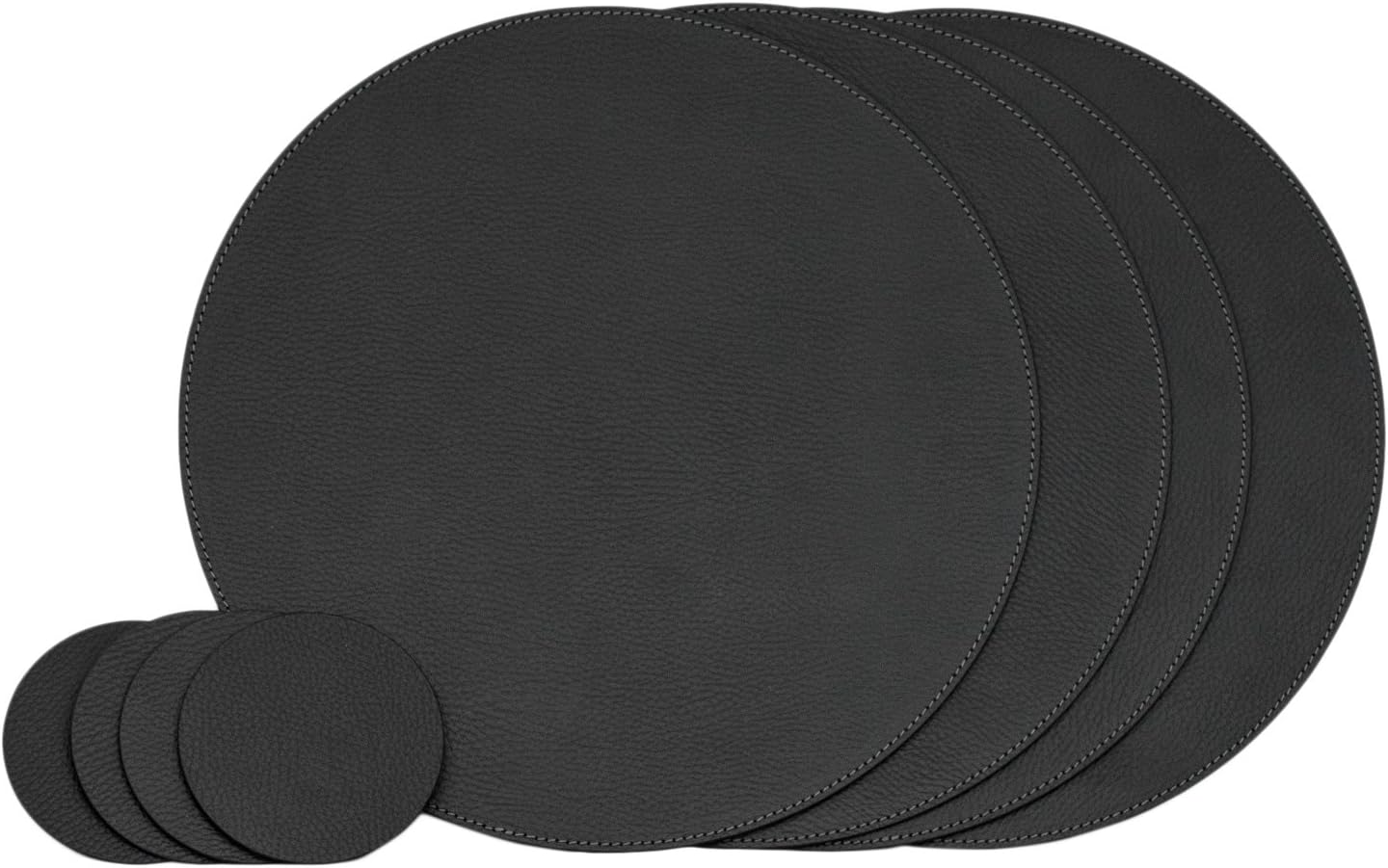 Nikalaz Set of Round Placemats and Coasters, 4 Table Mats and 4 Coasters, 28 cm Diameter Place