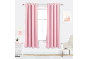 Mrs.Naturall Baby Pink Curtains for Girls Room Blackout, Thermal Insulated Curtains, Block...
