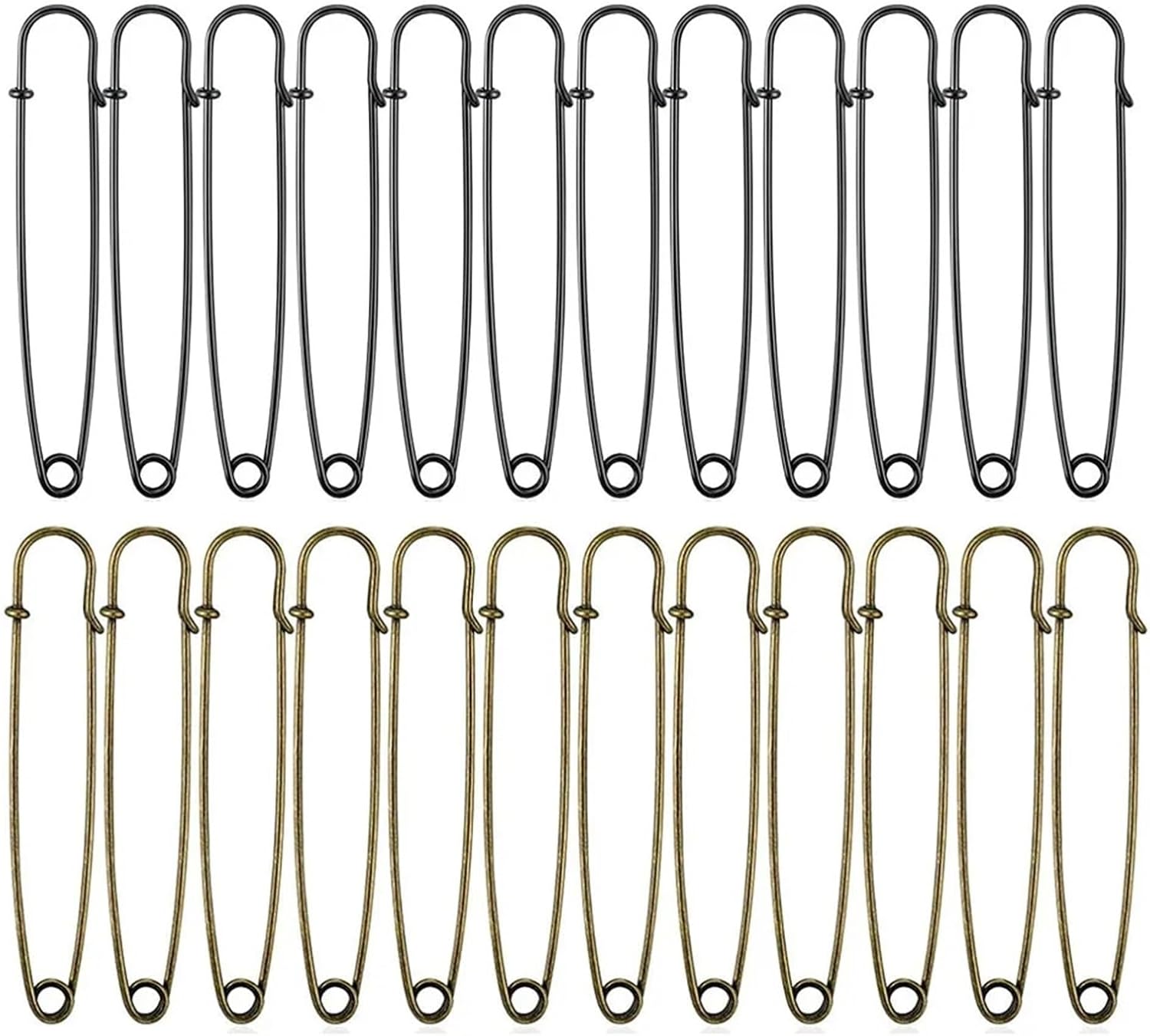 50 Large Safety Pins 2.9" Heavy Duty Blanket Bulk Steel Spring Lock Fasteners for Blankets Crafts Skirts Brooch Making for Clothes and Sewing