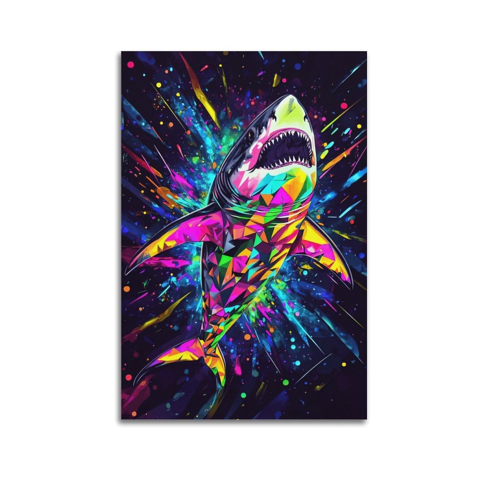 CXHJCA Animal Poster Colourful Sharks Poster Decorative Painting Canvas Wall Posters And Art Picture Print Modern Family Bedroom Decor Posters 24x36inch(60x90cm)