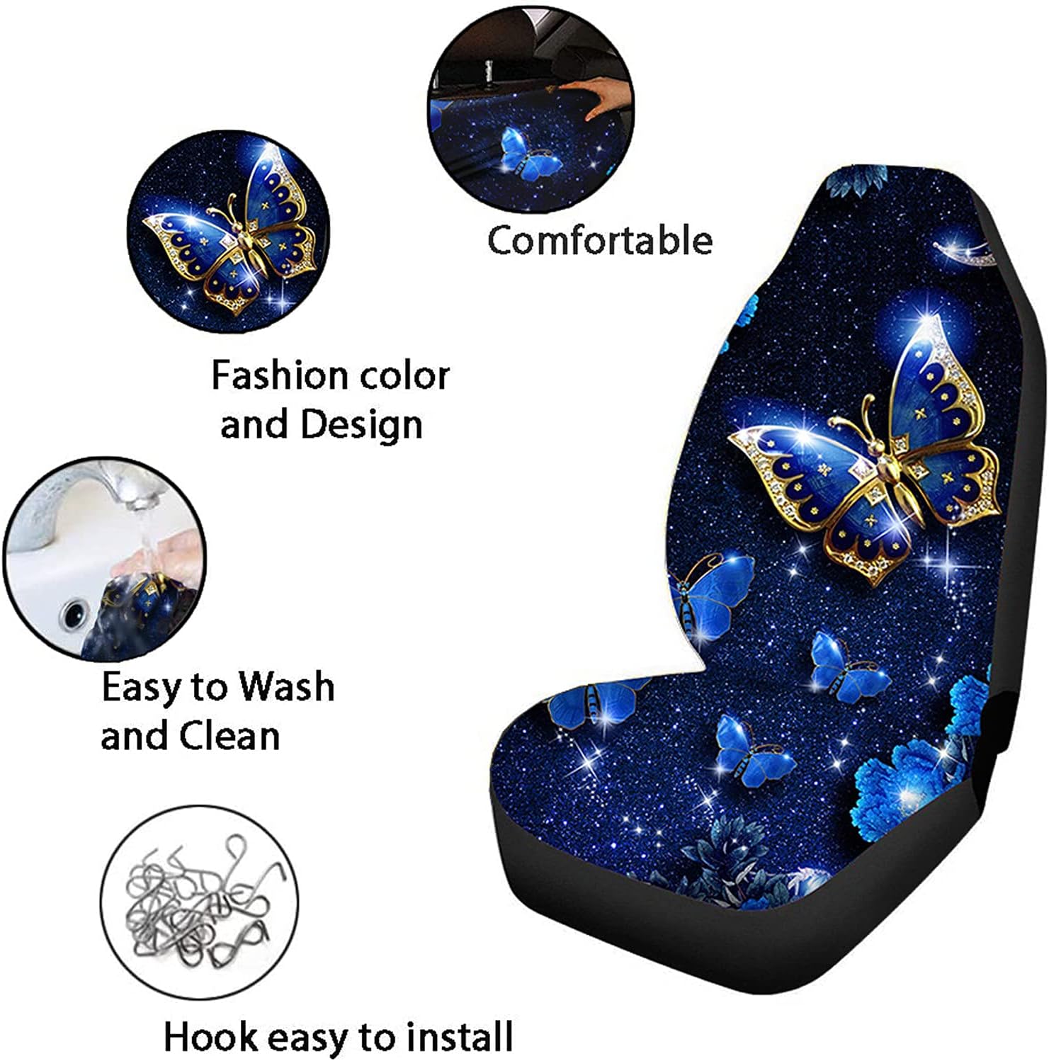 Howilath Novelty Blue Rose Thorns Women Auto Car Seat Cover for Cars,Trunks, Vans, SUV, Universal Fit for Most Vehicle