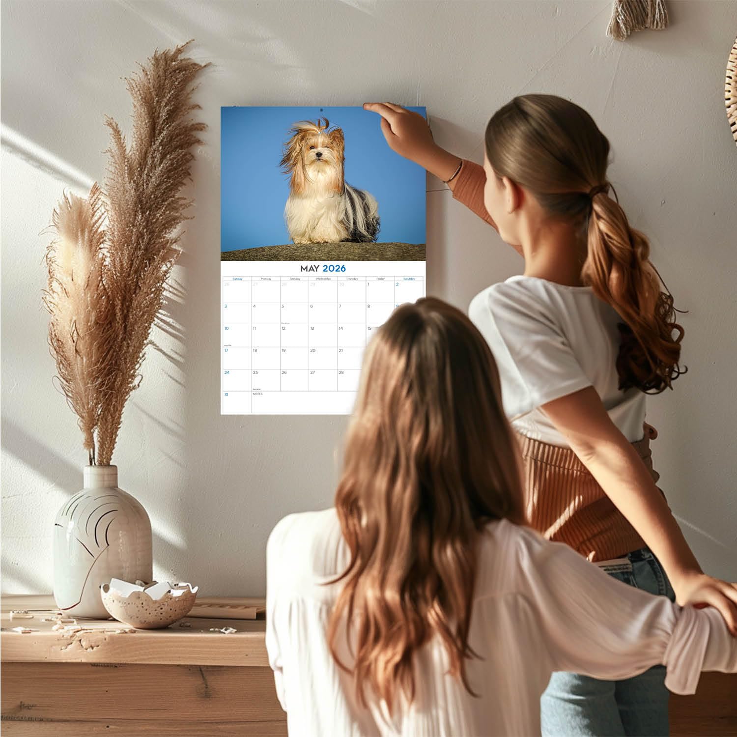Calendario 2024 2025 Yorkshire Terrier, calendario mensile da parete con razza di cane, 30,5 x 45,7 cm, aperto, carta spessa senza sbavature, regalo, calendario per insegnanti accademici,