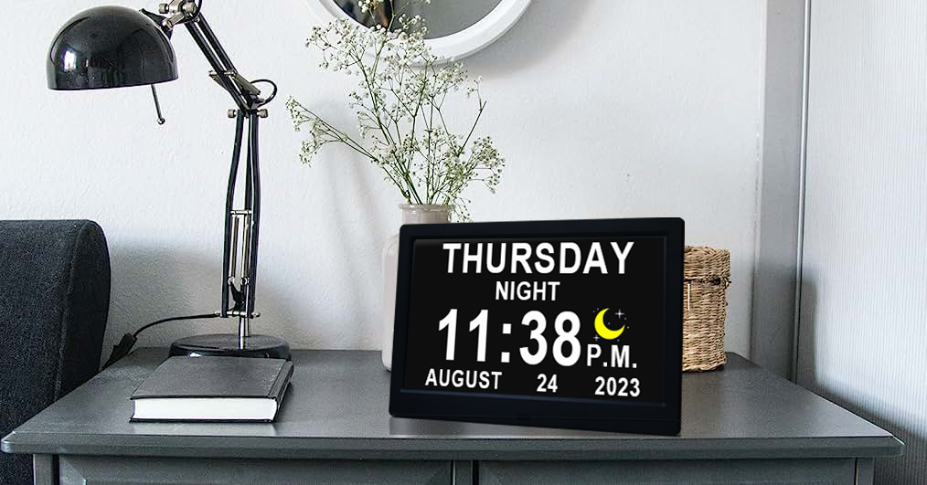 MASSII Orologio Digitale 11.5 Pollici Con Simboli Sole/Luna E Promemoria - Per Anziani, Demenza E Alzheimer - 2