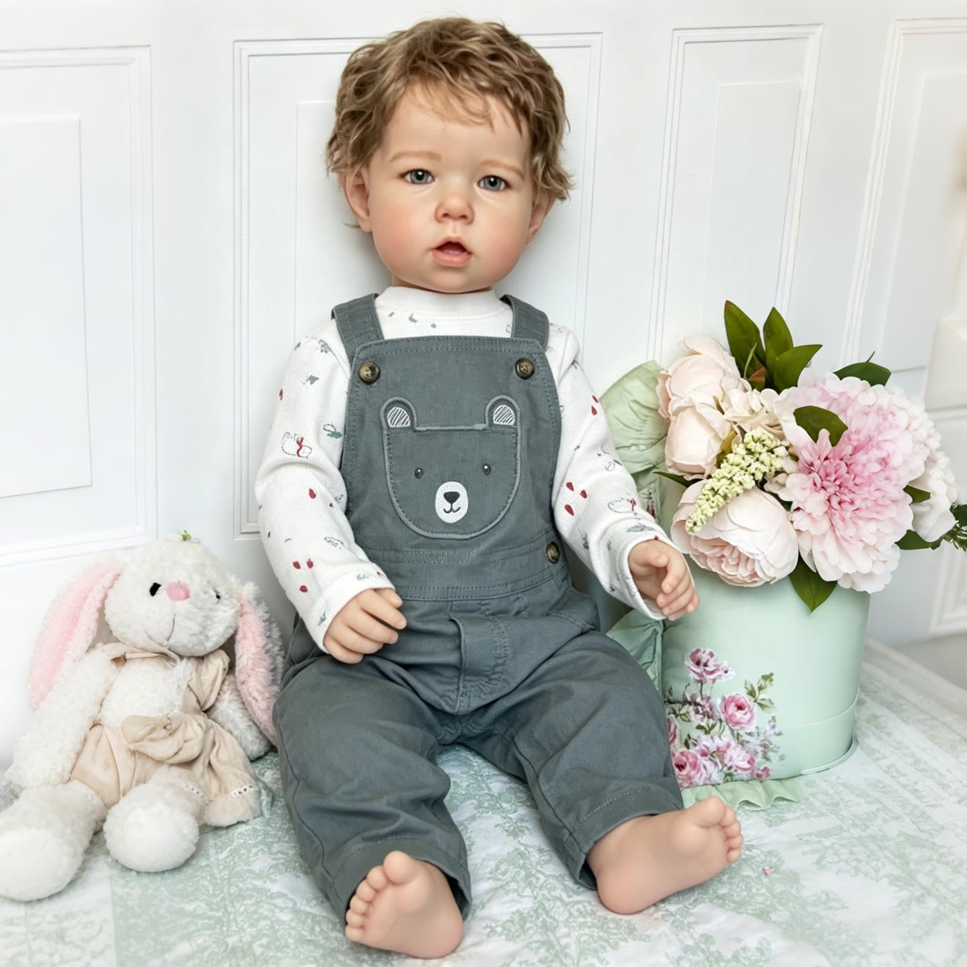 RXDOLL 28 Inch Real Life Reborn Toddler Dolls Girl Large Size Reborn Baby Dolls that Look Real Lifelike Toddler Doll Soft Cloth Body Realistic Baby Doll Blonde Hair for Kids Gifts