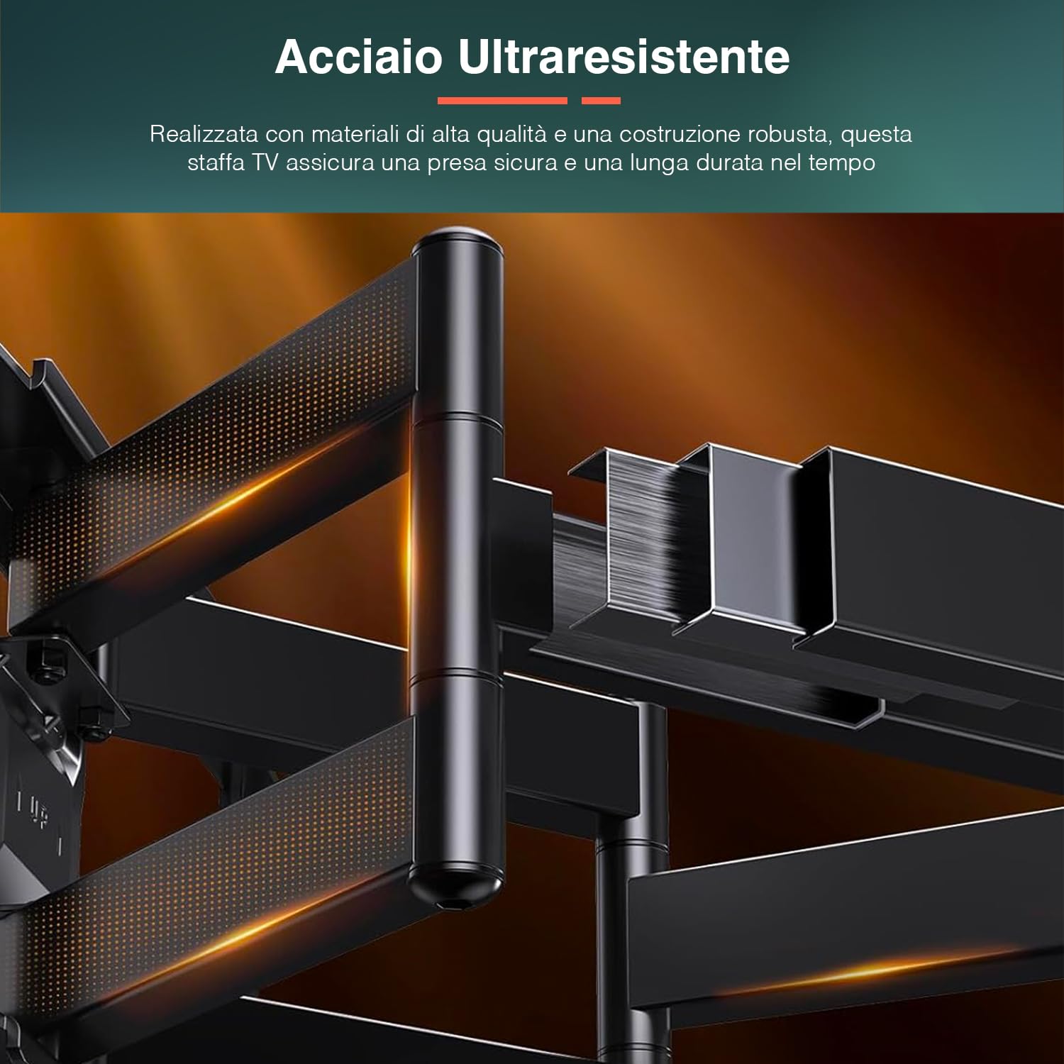 Soporte TV Full Motion 32"-80" – Soporte TV de pared giratorio e inclinable, extensible hasta 605 mm, VESA hasta 800 x 600, carga máxima 75 kg, negro