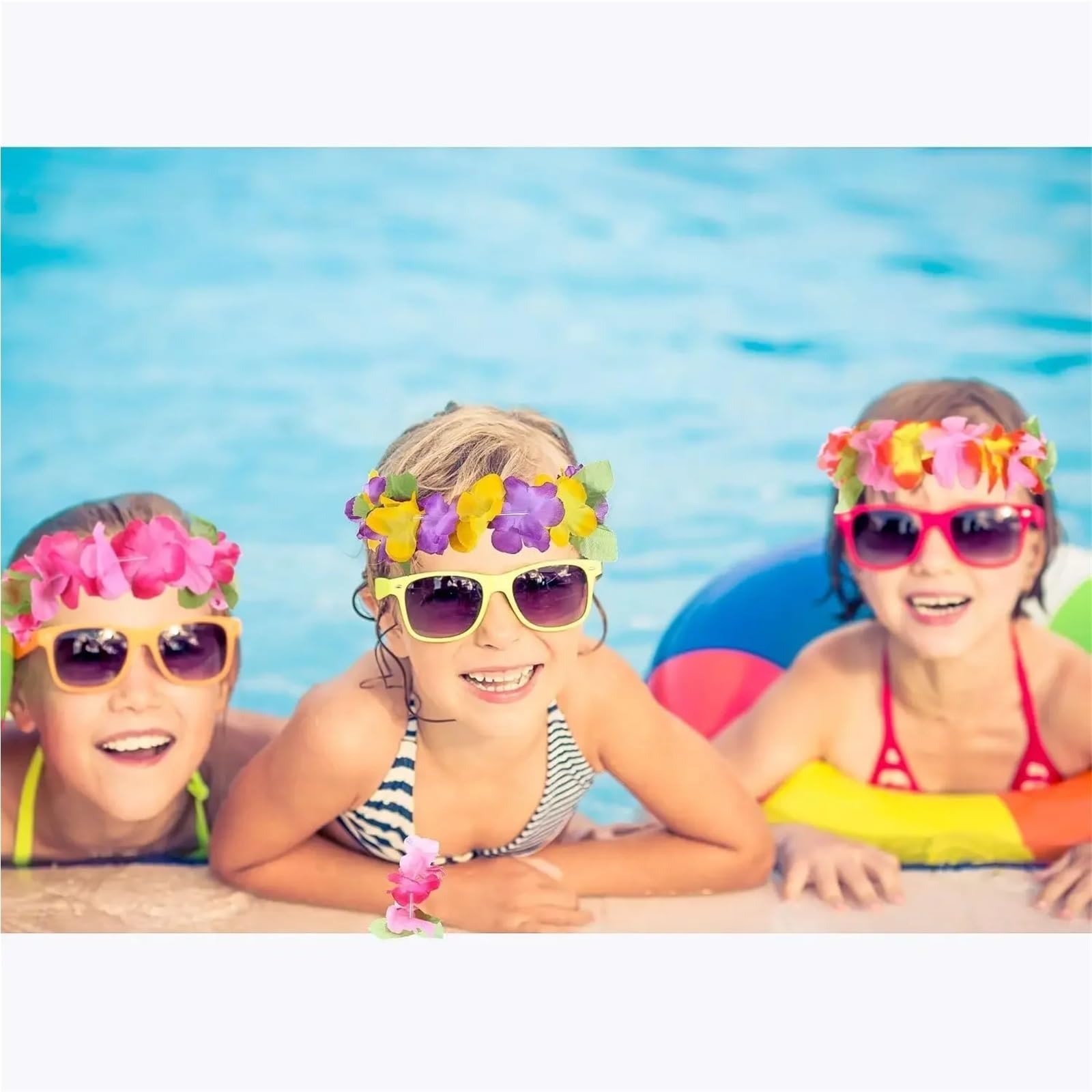 48 Stück Hawaiiketten, Luau-Partydekorationen, Hawaii-Blumenkranz, Girlande, Halskette, Leis for Luau-Party, Tropische Sommerhochzeit Für Kinder Erwachsene