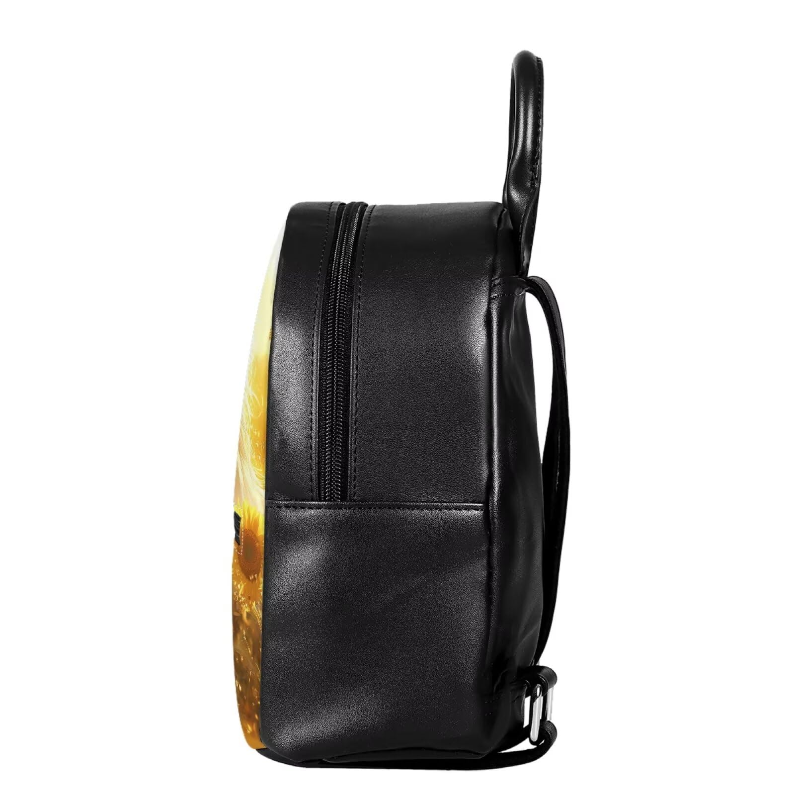 FOR U DESIGNS Compact Sunflower Horse Mini Backpack 9.2x7.2x3.9 Inch Anti-Theft PU Leather Shoulder Bag Lightweight Multiple Pockets for Hiking Gym Work Small