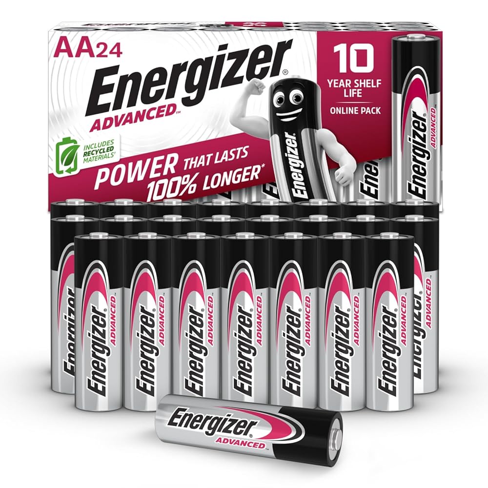 Energizer Advanced AA Batteries 1.5V Alkaline, 24 Pack, Long-Lasting Premium Double A Batteries