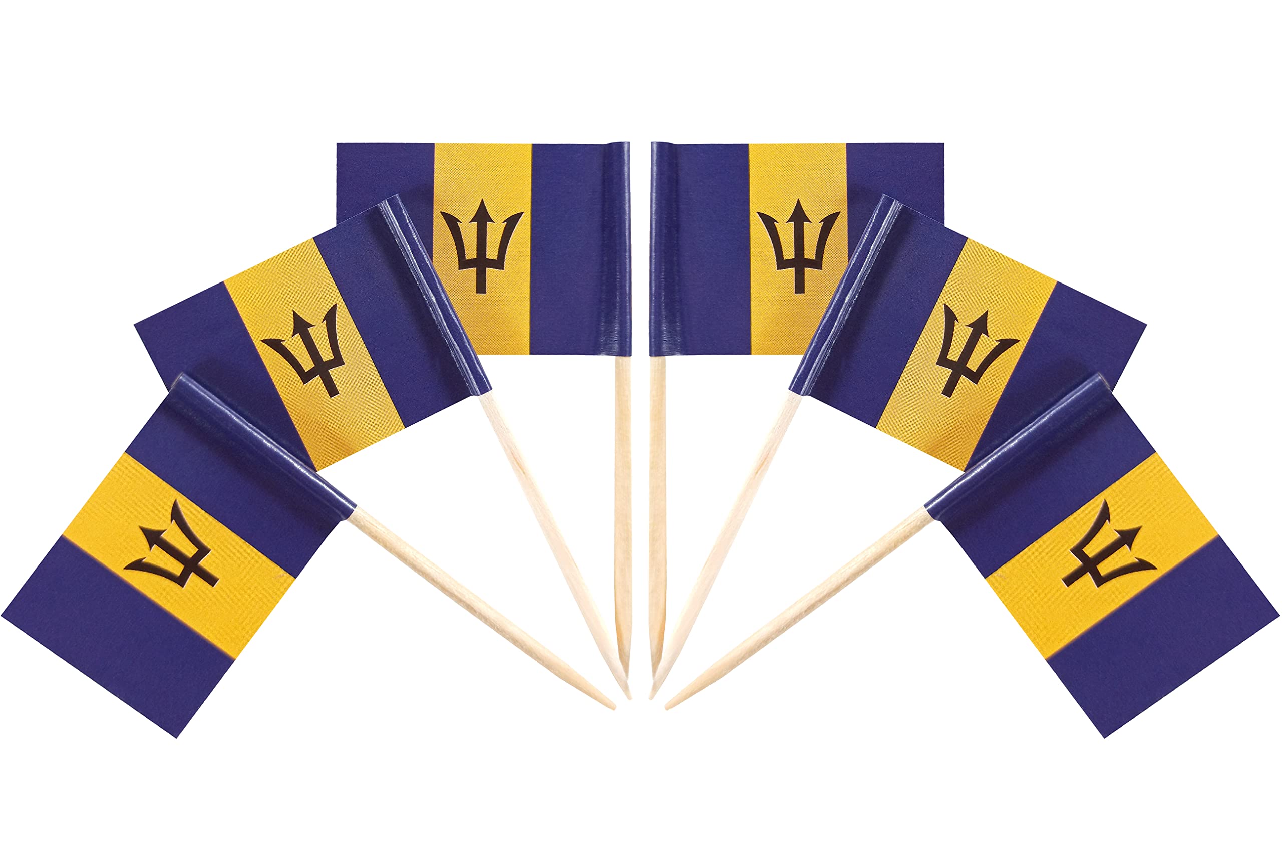 QQSD Barbados Toothpick Flag Barbadian Small Mini Cupcake Topper Flags,100 pcs