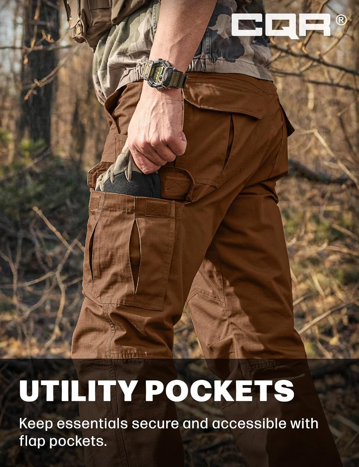 CQR Men's Tactical Pants, Water Resistant Ripstop Cargo Pants, Lightweight EDC Work Hiking Pants, Outdoor Apparel - Image 6