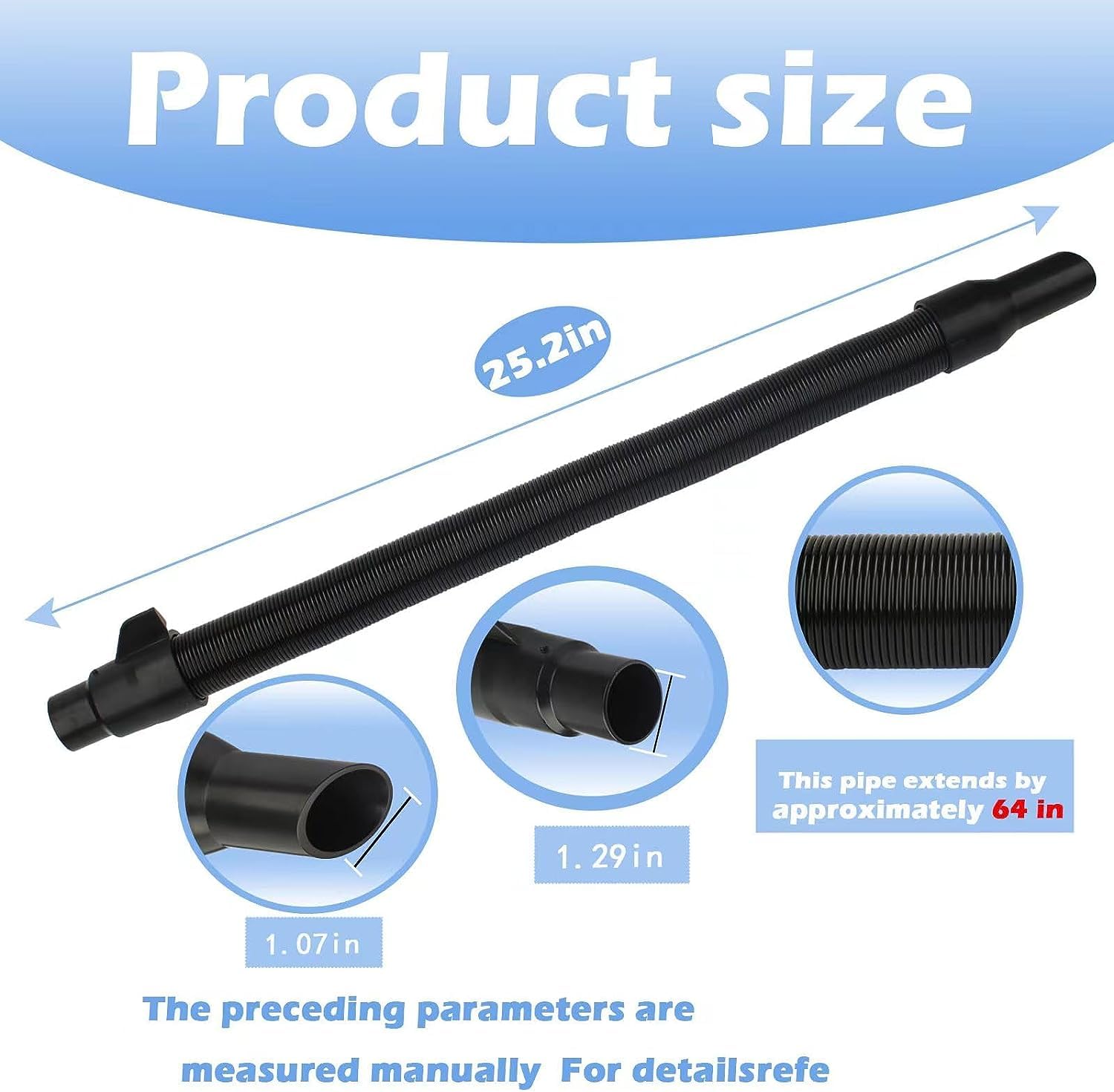 14-37-0105 Conjunto de manguera para Milwaukee 18V/28V Wet/Dry Vac 0880-20 0780-20 0970-20 (almacenamiento interno)