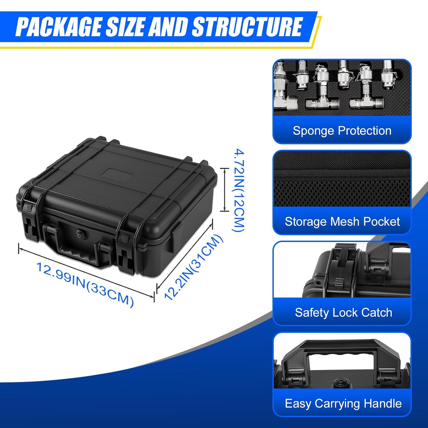Hydraulic Pressure Test Kit, 5 Gauges 10-600 Bar/150-10000 PSI, 13 Couplings, 14 Tee Connectors, 5 Hoses with Case, Pressure Gauge Tester for Excavator, Construction Machinery and Hydraulic Systems