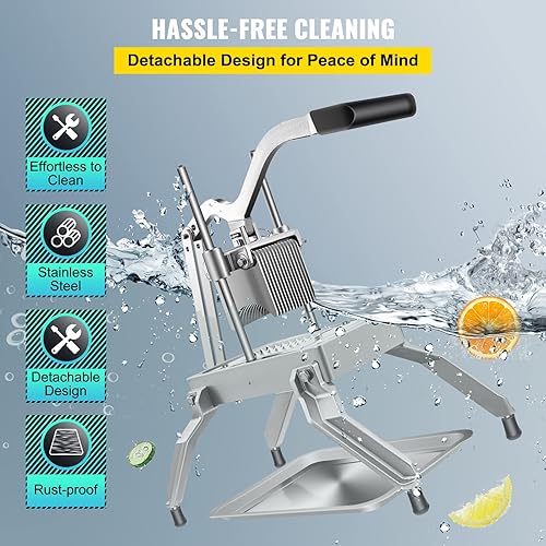 Miniatura 6 de Happybuy - Cortador comercial de frutas de verduras de 316 pulgadas cortador de cebolla de acero inoxidable resistente extraíble y reemplazable