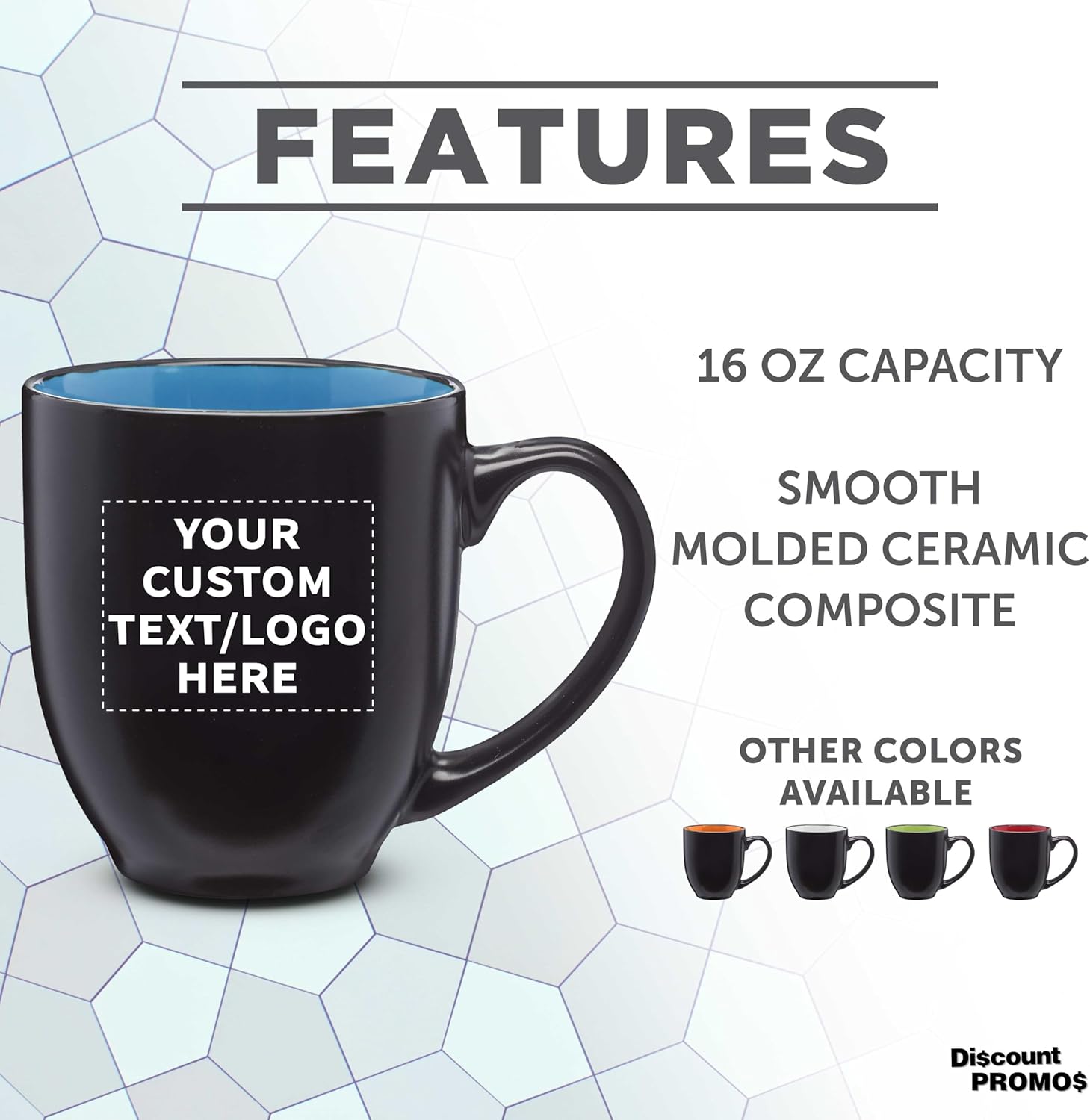 Custom Bistro Coffee Mugs 16 oz Set of 10/50/100 Personalized Bulk Pack Great for Coffee Tea Cocoa Diner and Everyday Use - Blue - Image 2