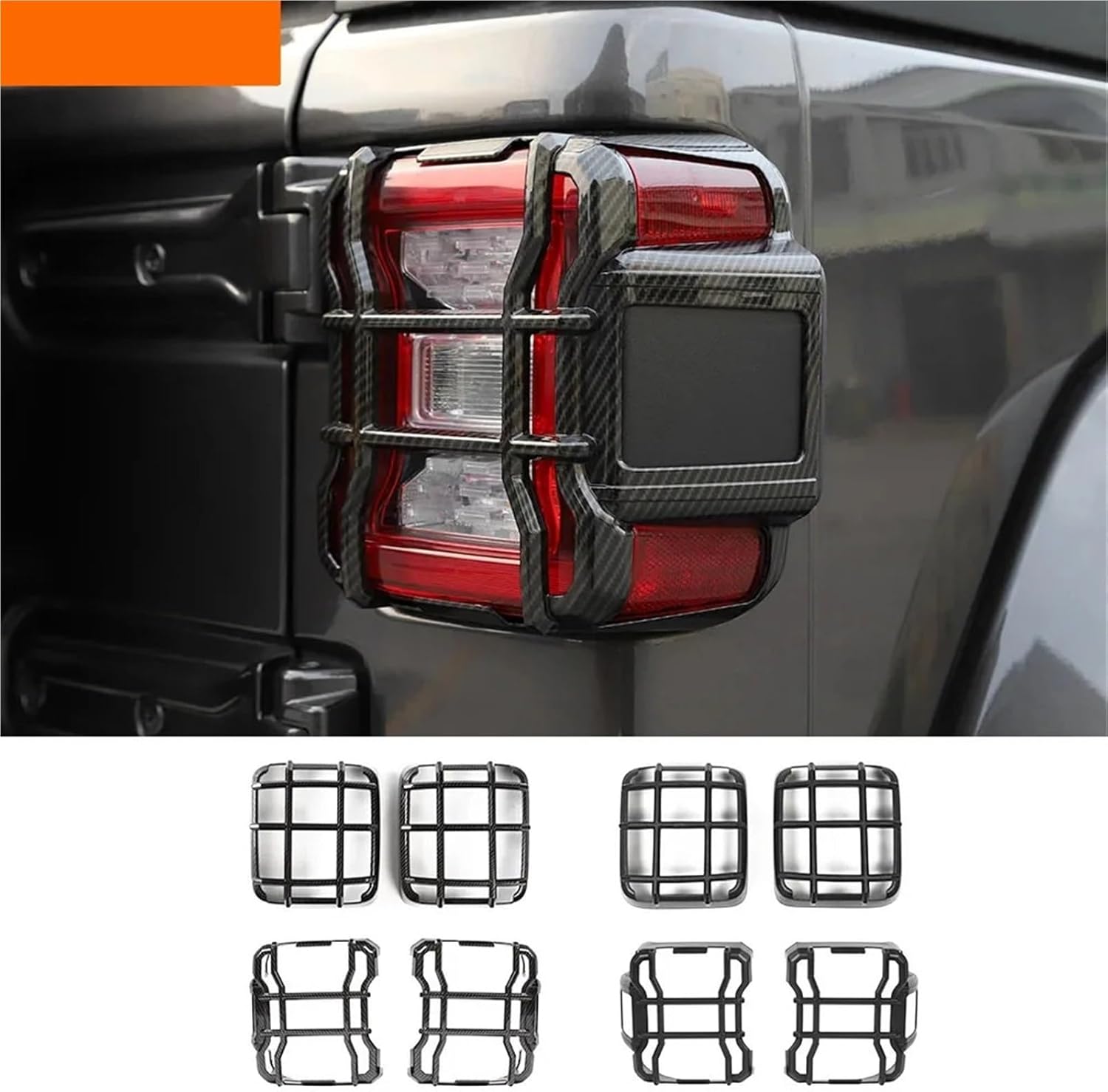 Lamp Hoods Compatible For Jeep Wrangler JL Car Tail Light Cover Rear Lamp Guards Protector Accessories For Jeep Wrangler JL 2018 Up(B-Carbon Fiber)