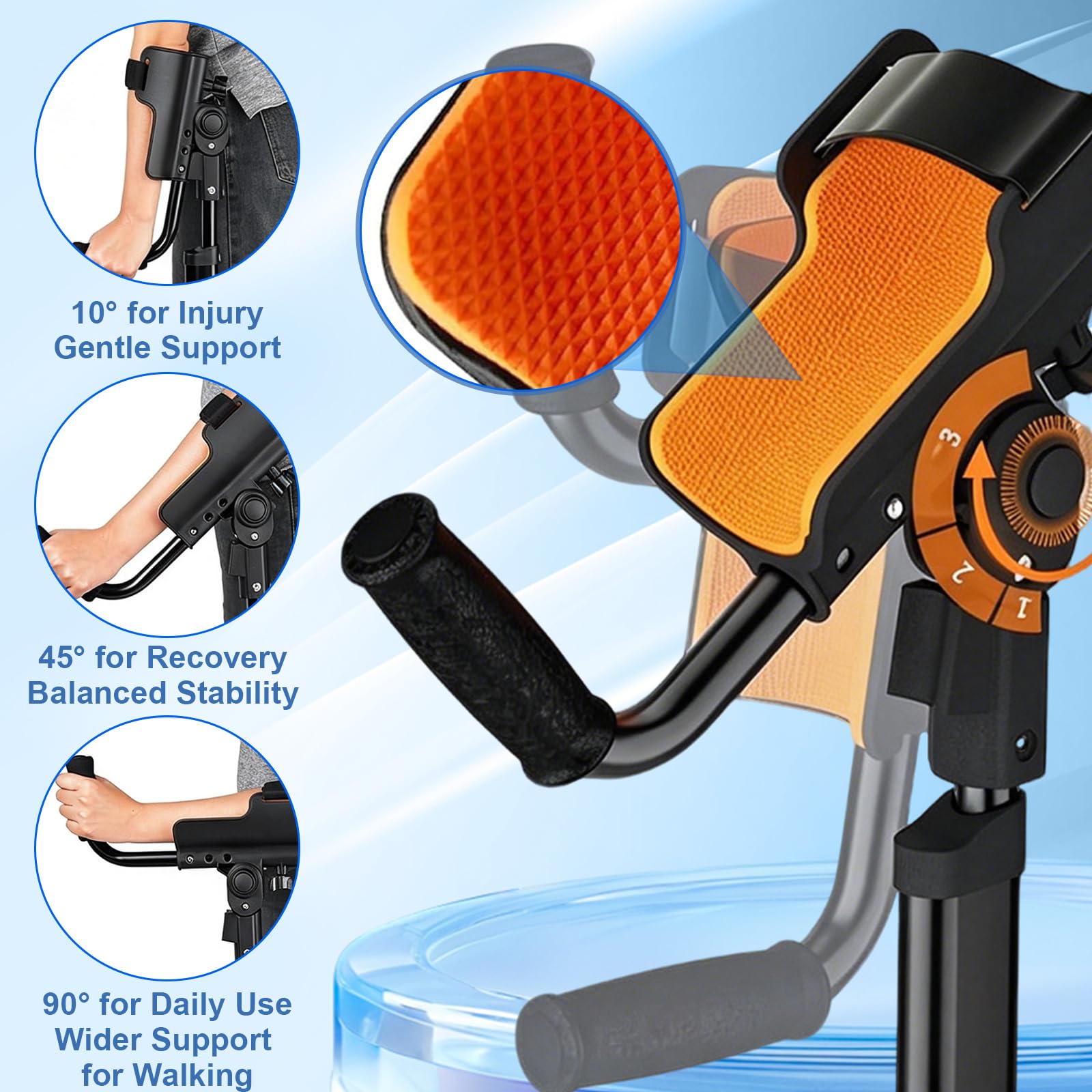 1 Paio Stampelle Pieghevoli, Stampelle Ortopediche Avambraccio Regolabili In Altezza 85-115cm Ergonomiche Con Supporto Gomito Alluminio Leggero Carico 100 Kg Per Stampella Viaggio