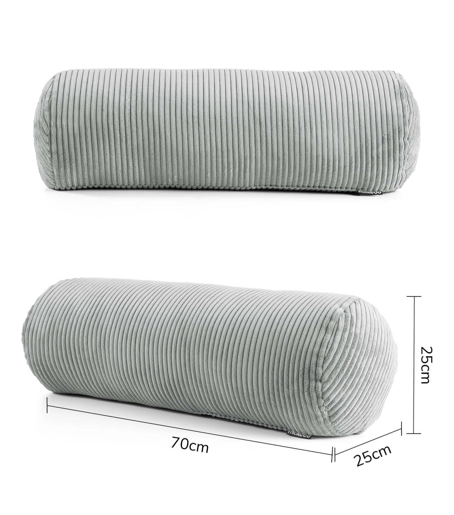 mokebo XXL Nackenrolle mit Cordbezug 'Der Powernap', gemütliche Kissenrolle, Zierkissen oder Dekokissen, auch als Stillkissen, Seitenschläferkissen oder Knierolle in Grau, 25x25x70 (B/H/T in cm)