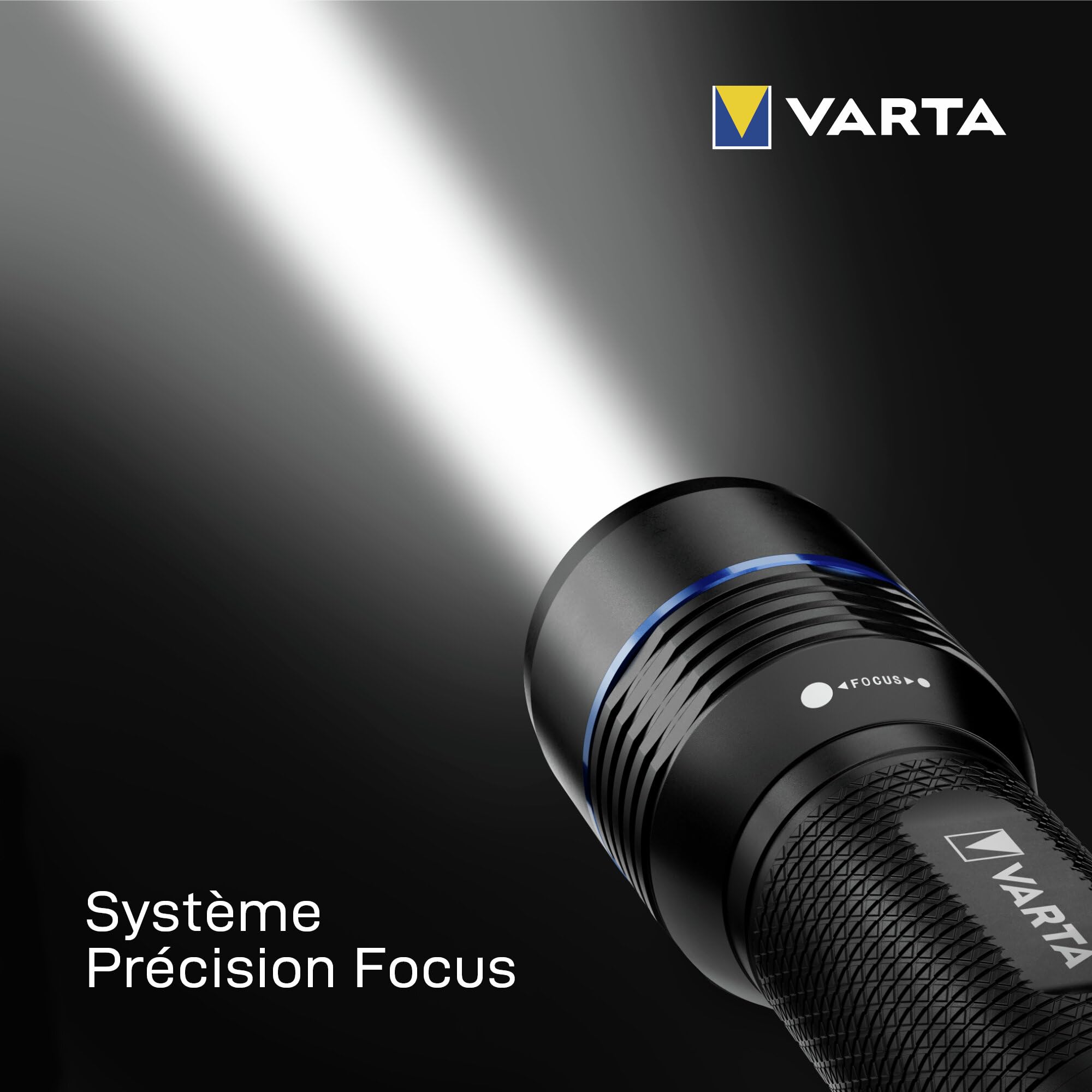 VARTA Lampe Torche LED rechargeable, Night Cutter Pro F30R, Lampe torche pour l'extérieur et la maison, 1500 lm, étanchéité IP67, aluminium aéronautique, mise au point précise, dragonne incluse
