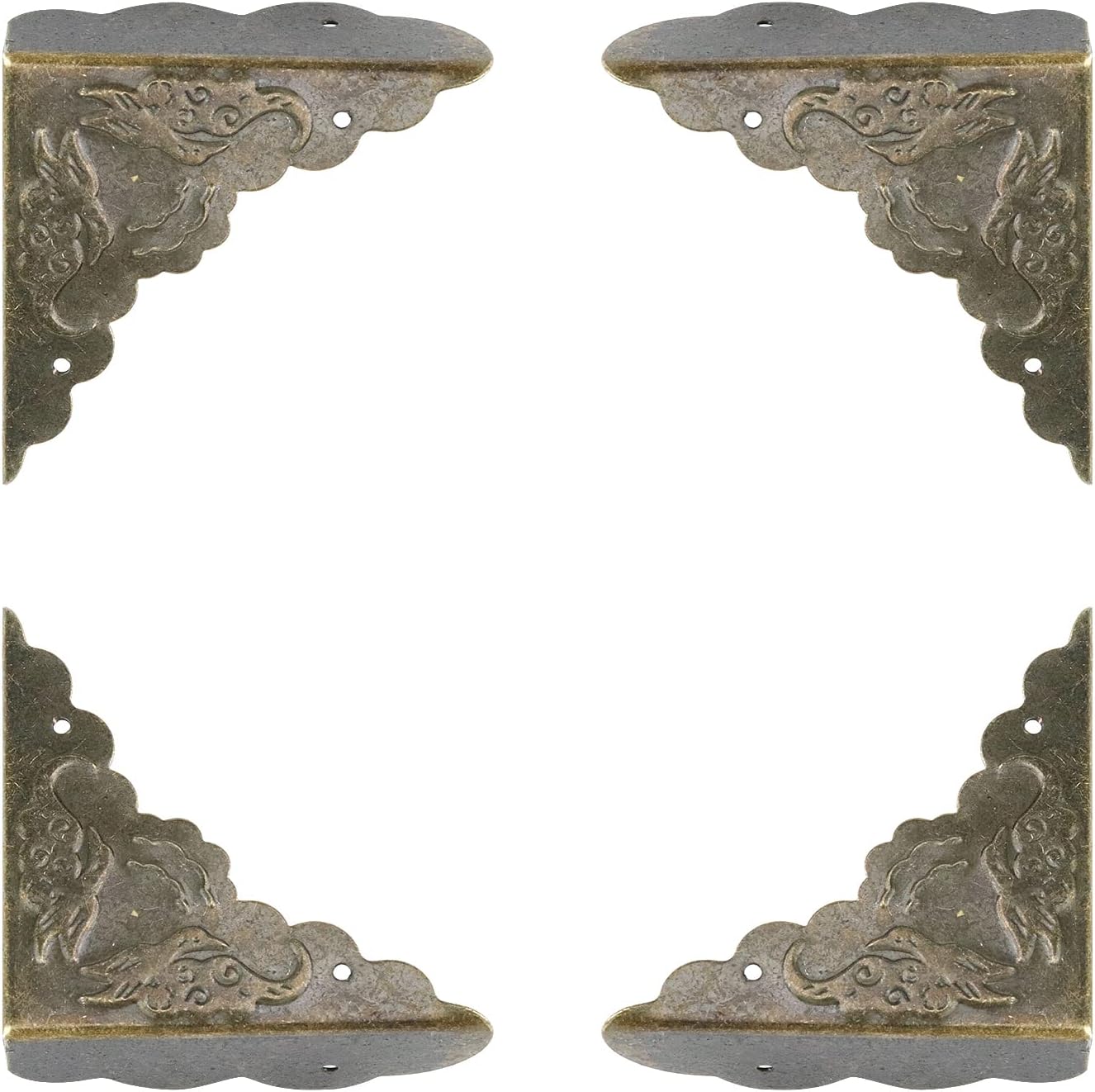 Antrader Antique Decorative Box Corner Protector Edge Safety Furniture Corner Guard,1.6" x 1.6" Bronze Tone, Pack of 24