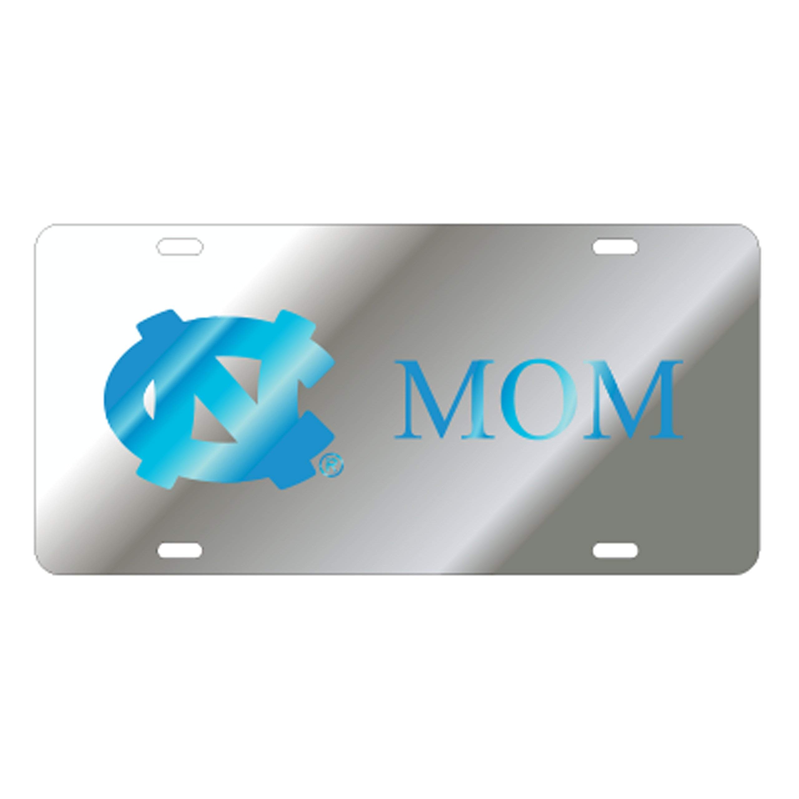 University of North Carolina Tar Heels Laser Cut Mirrored NC MOM Silver License Plate