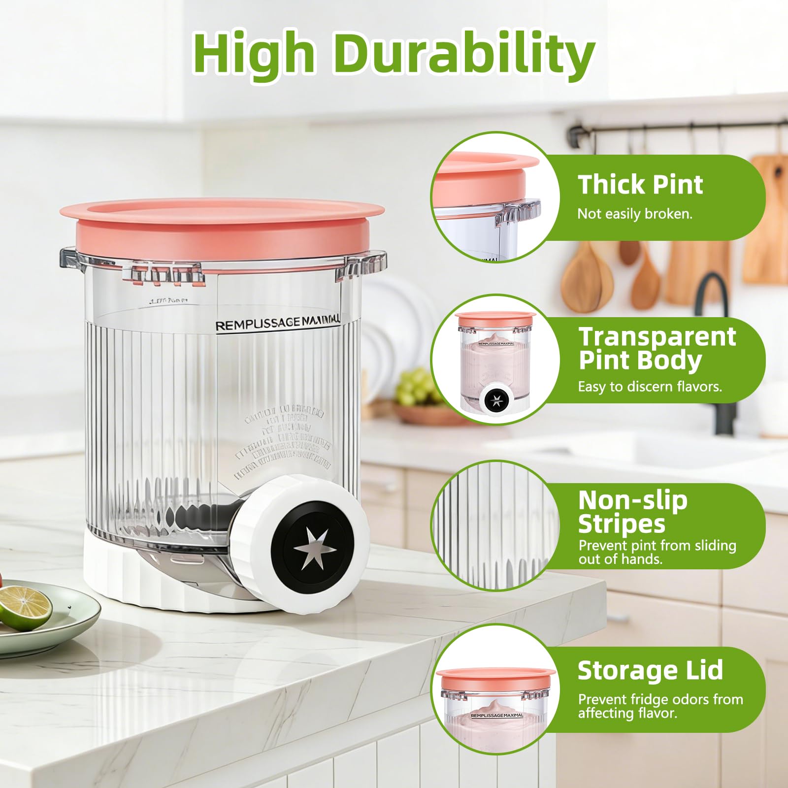 4 Stück Behälter für Ninja Swirl CREAMi,480 ml Creami Tubs Kompatibel mit Ninja CREAMi Softeismaschine und Eismaschine NC701UK NC701 NC700 Serie,BPA-Frei Spülmaschinenfest